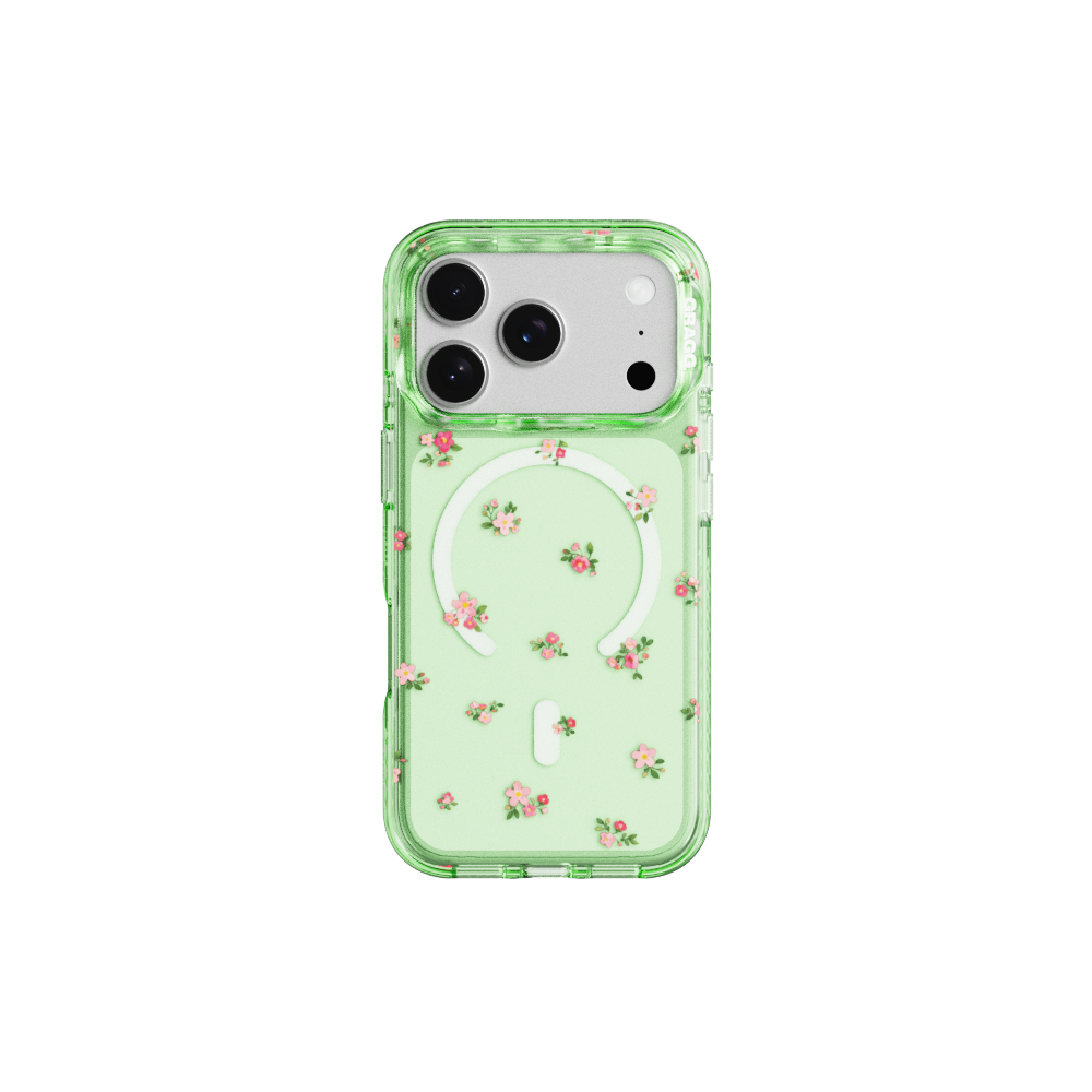 그래그 프레임 패턴 케이스 클리어 그린 - 소프트 블룸(GRAGG MAGSAFE LAYERS FRAME CASE CLEAR GREEN - SOFT BLOOM)