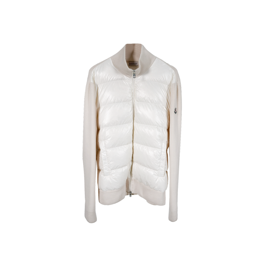 몽클레르 남성 와펜 니트 집업 패딩 울 가디건 자켓 아이보리(Moncler Men's XL Logo Knit Zip-Up Padded Wool Cardigan Jacket - Ivory)