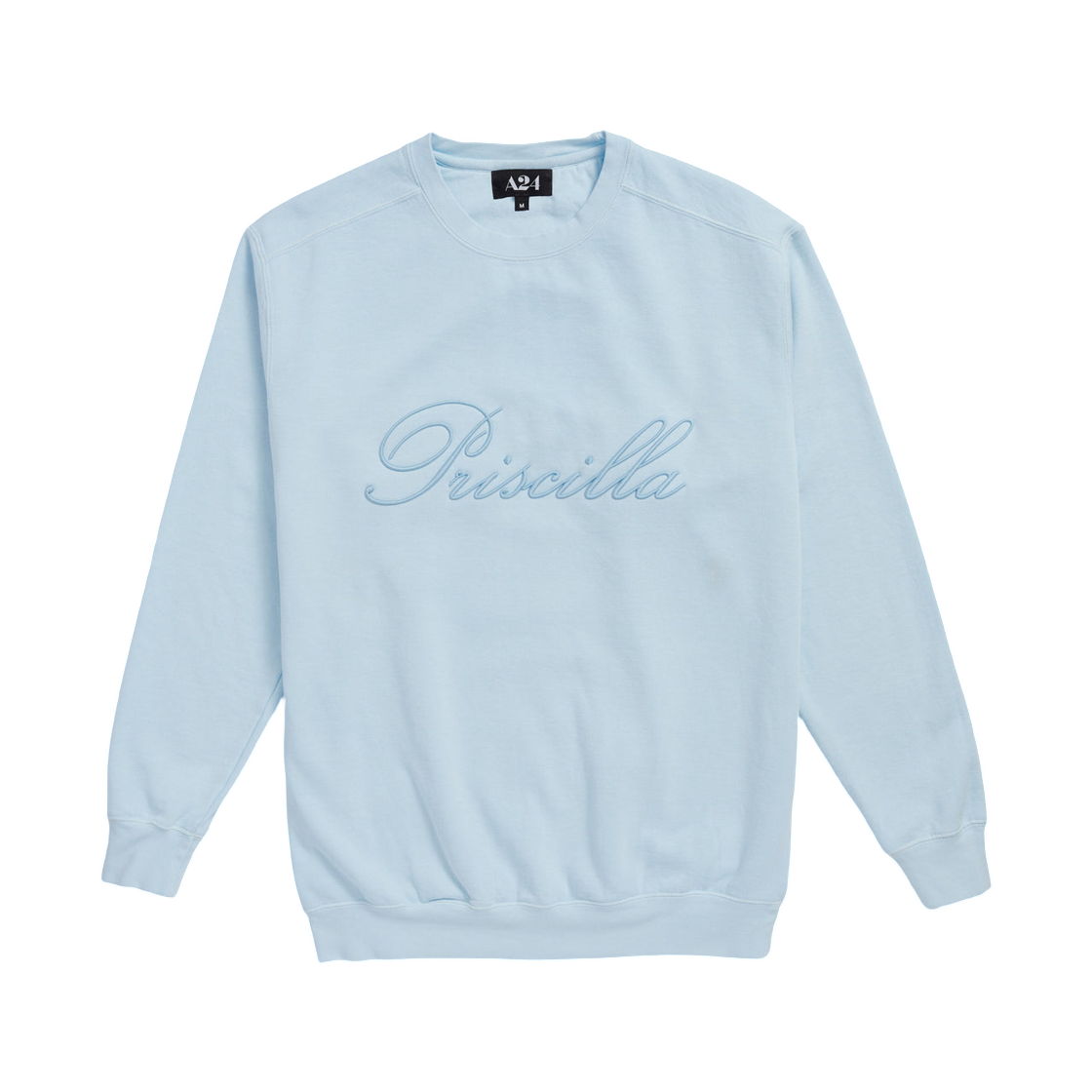 A24 프리실라 라이트 블루 자수 크루넥 라이트 블루(A24 Priscilla Light Blue Embroidered Crewneck Light Blue)