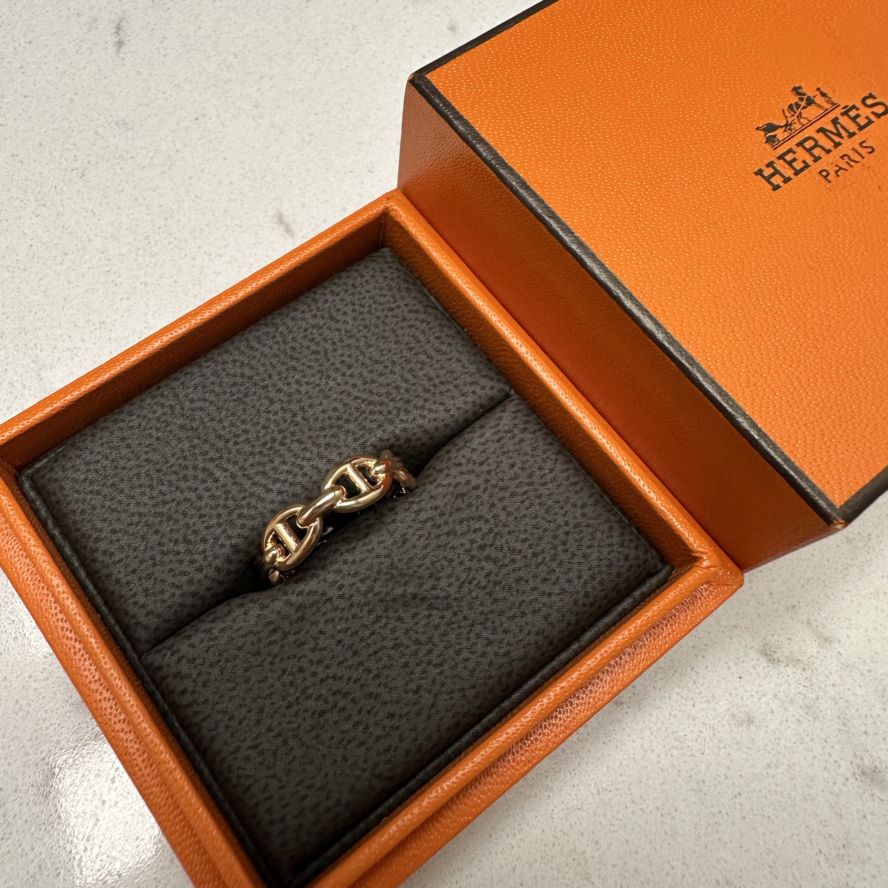 (W) Hermes Small Chaine D'Ancre Enchainee Ring Rose Gold 착용 스타일