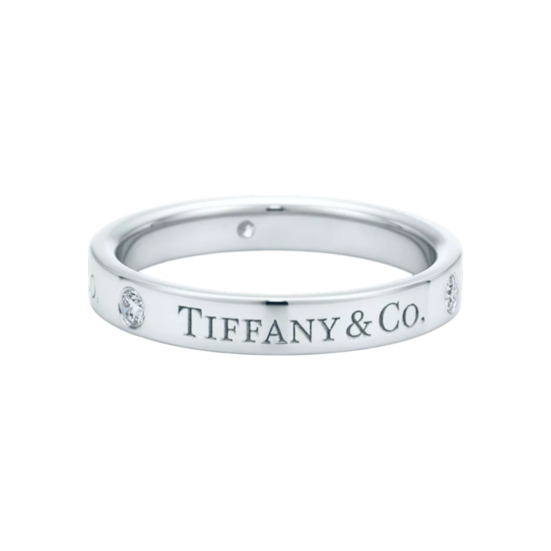 ITBFRFP9SQVO Tiffany PT950 Platinum 3-Point Diamond 3MM Tiffany™ Band Ring Size 9