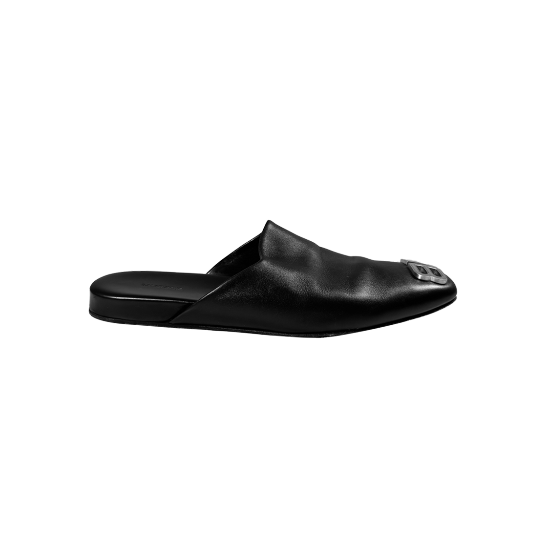 발렌시아가 남성 코지 BB 로고 레더 뮬 블로퍼 슬리퍼 블랙(Balenciaga Men's Cozy BB Logo Leather Mules - Black)