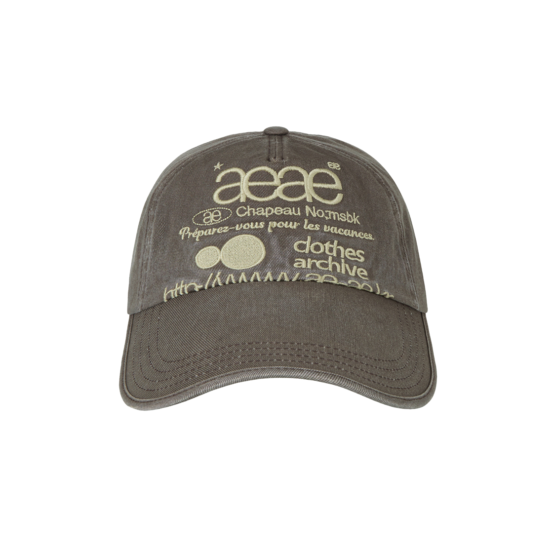 에이이에이이 웹 로고 워시드 5 패널 볼캡 브라운(AEAE Web Logo Washed 5 Pannel Ball Cap Brown)