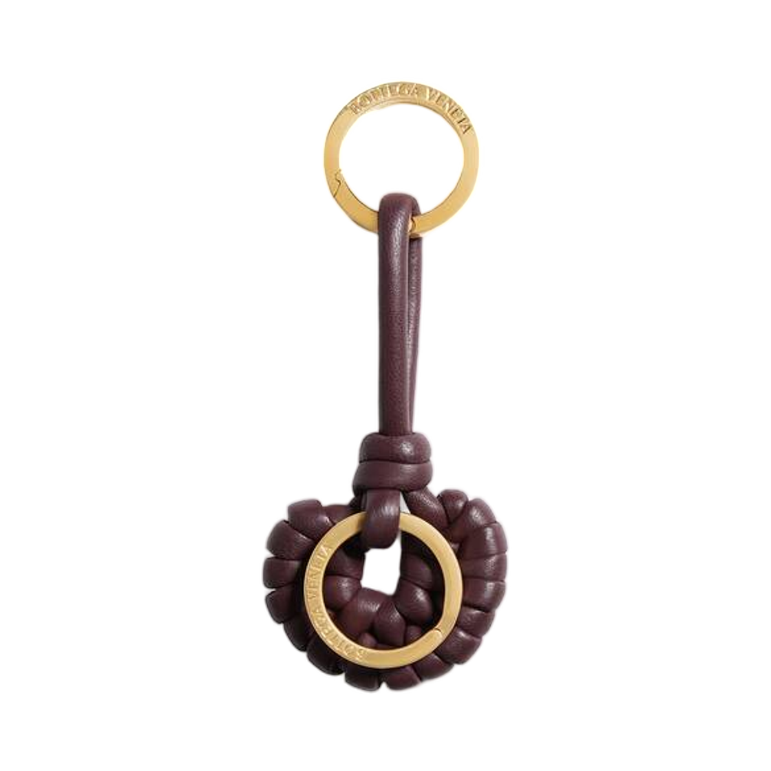 867867V3D806149 Bottega Veneta Seashell Knot Key Ring Deep Mahogany