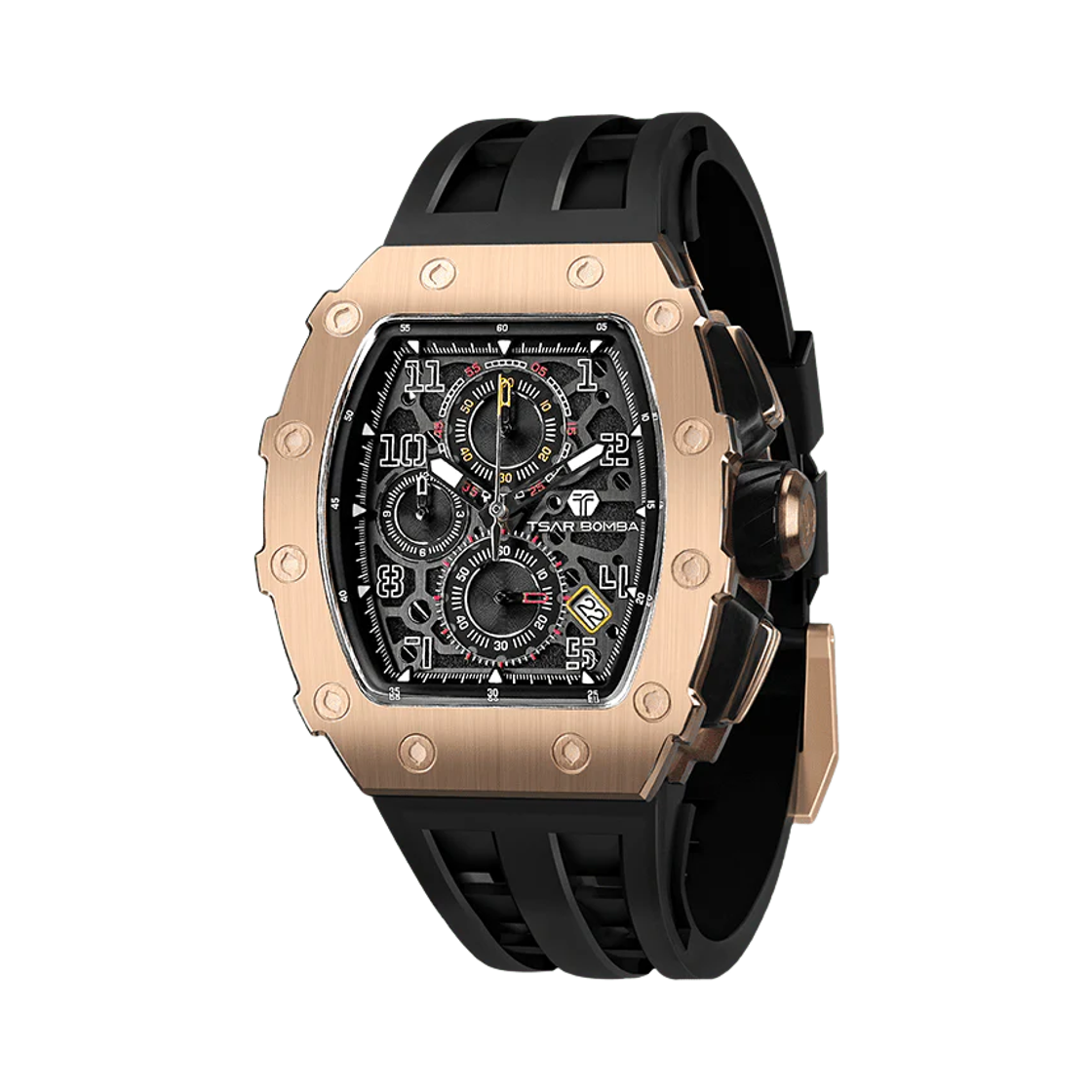 차르봄바 엘리멘탈 크로노그래프 캘린더 쿼츠 워치 TB8204Q-35 골든 블랙(Tsar Bomba Elemental Chronograph Calendar Quartz TB8204Q-35 Golden Black)