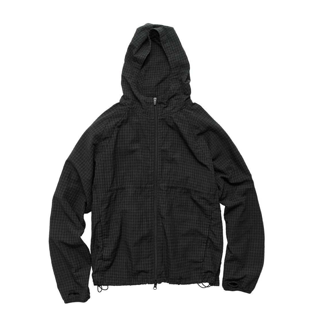 HM6PJU6011A1 Polyteru Human Index Human Check Hoodie Parka Charcoal