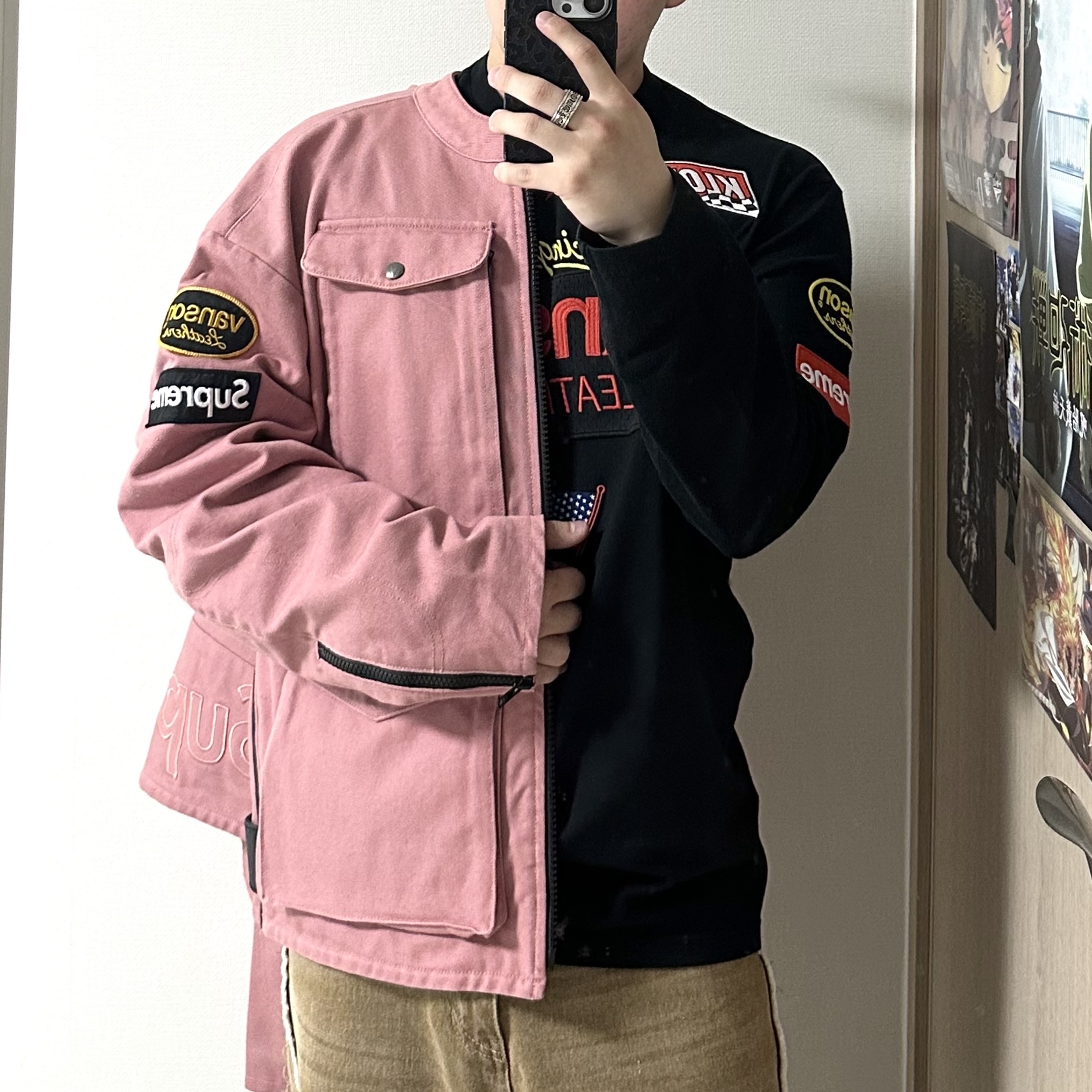 Supreme x Vanson Leathers Cordura Jacket Pink - 26SS, Supreme x Vanson Leathers L/S Top Black - 26SS ์ฐฉ์ฉ ์คํ์ผ - 1