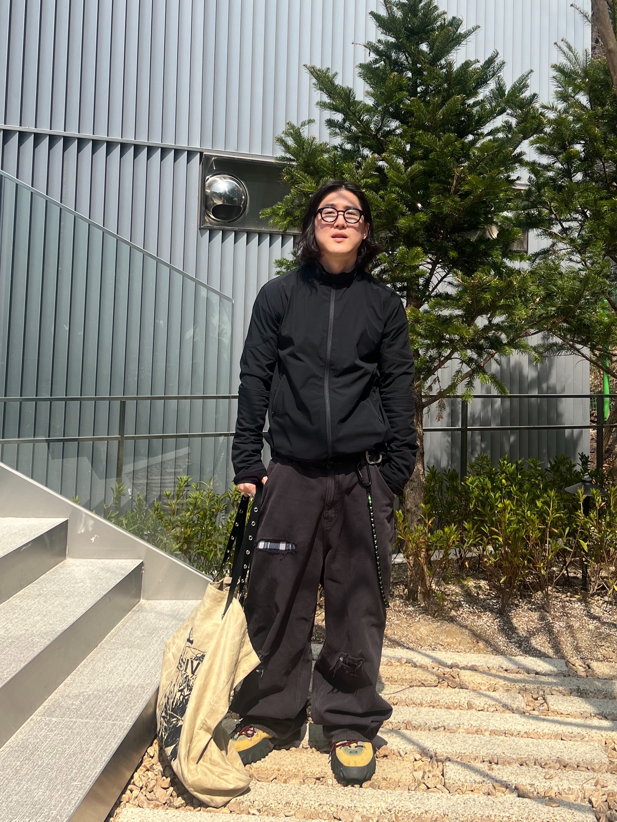 Undermycar Air Nylon Hybrid Jacket Black, Undermycar MU.128 Original Logo Cracked Leather Belt Silver / Black 착용 스타일 - 3
