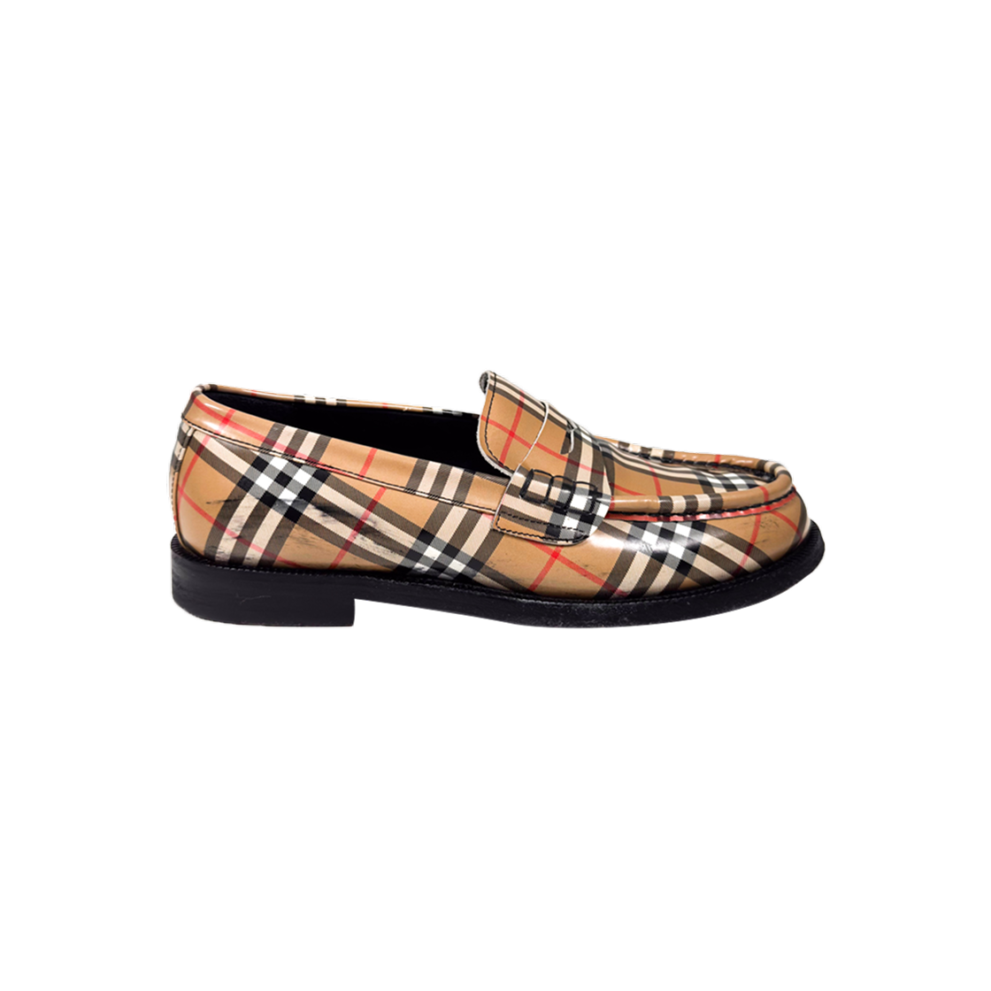 버버리 x 고샤 루브친스키 남성 아카이브 체크 플랫 로퍼 베이지(Burberry x Gosha Rubchinskiy Men's Archive Check Flat Loafers Beige) - 1