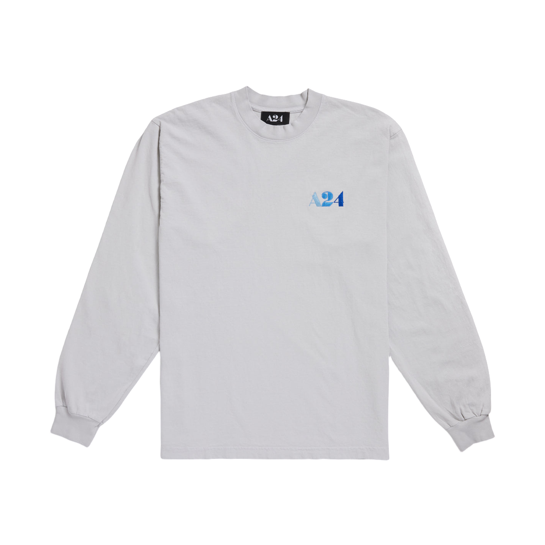 A24 블루 페이드 자수 로고 롱슬리브 라이트 그레이(A24 Blue Fade Embroidered Logo Long Sleeve Light Grey)