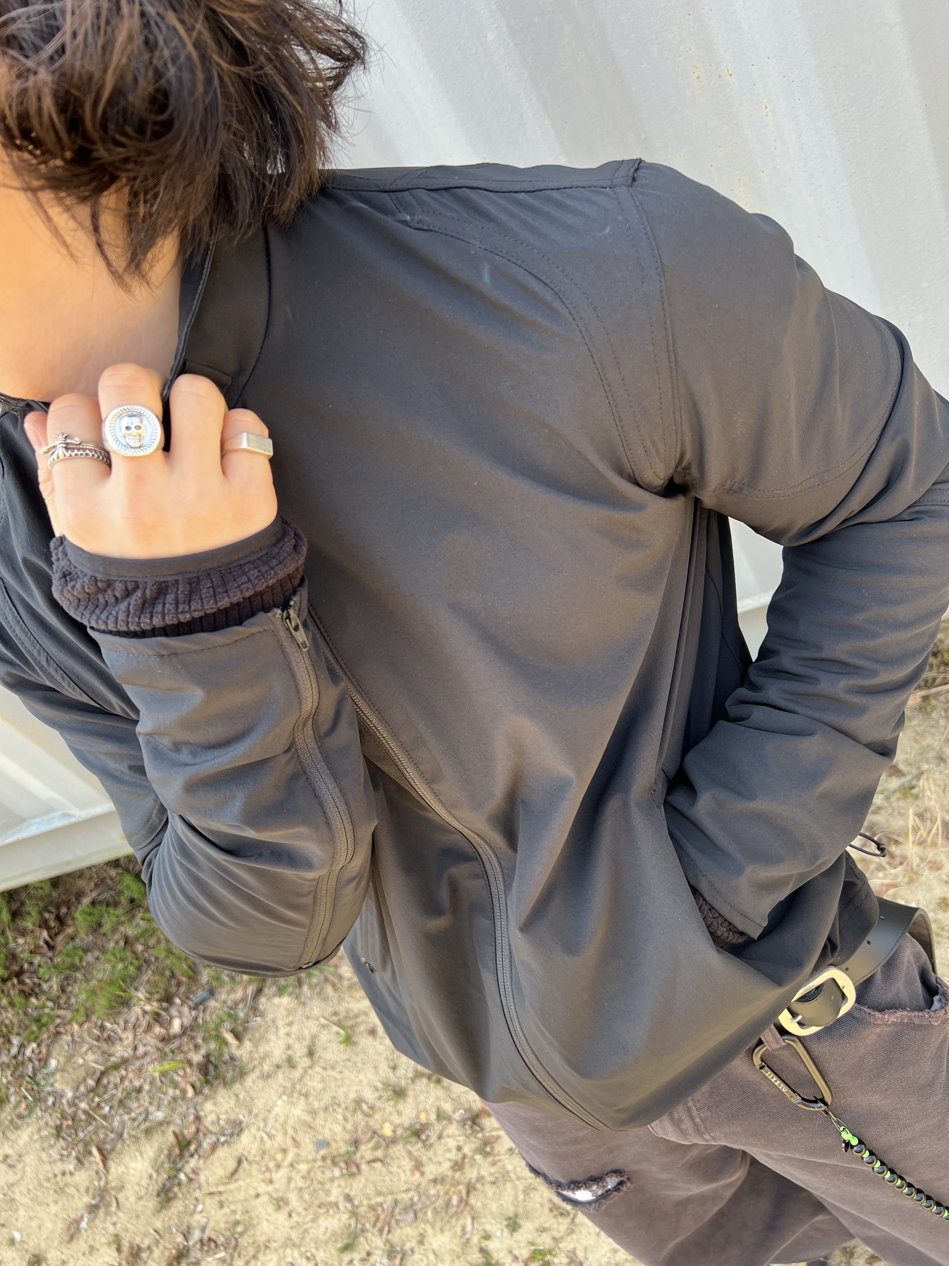 Undermycar Air Nylon Hybrid Jacket Black, Undermycar MU.128 Original Logo Cracked Leather Belt Silver / Black 착용 스타일 - 2