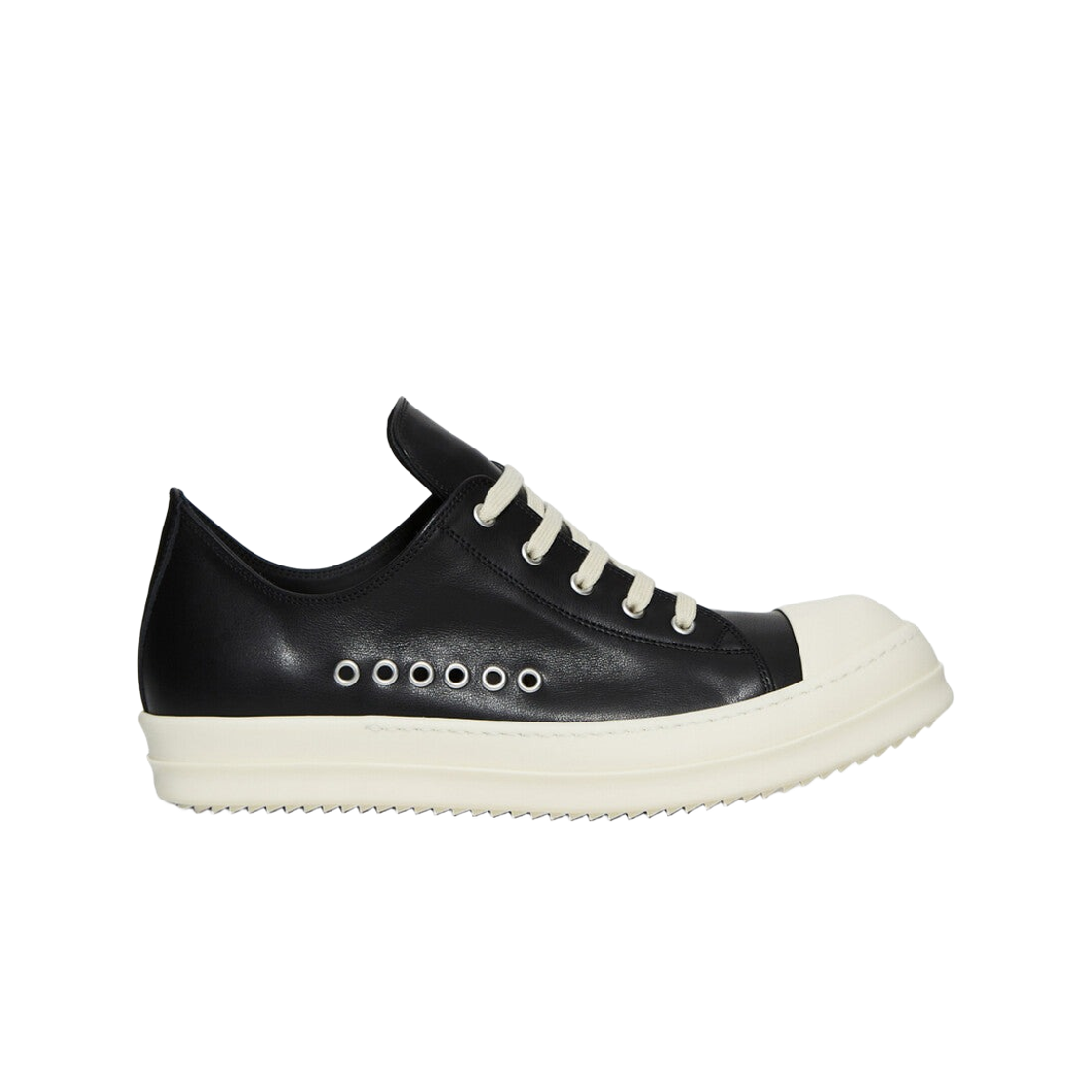 RU01F2895LCO-911 Rick Owens Temple Extreme Low Sneaks in Full Grain Calf Leather Black Milk