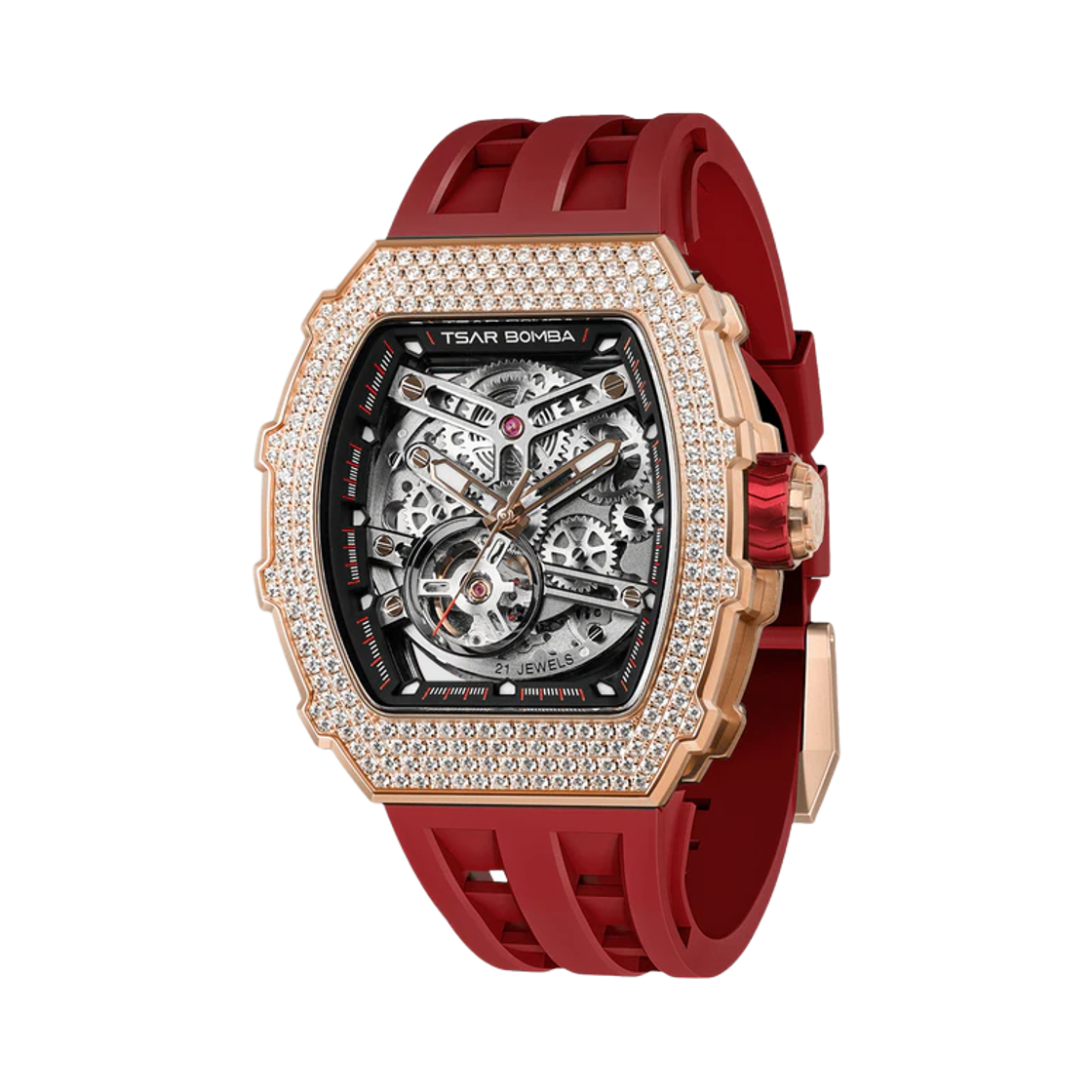 차르봄바 엘리멘탈 지르코니아 큐빅 오토매틱 워치 TB8208D-12 레드 2(Tsar Bomba Elemental Zirconia -Cubic Automatic TB8208D-12 Red 2)