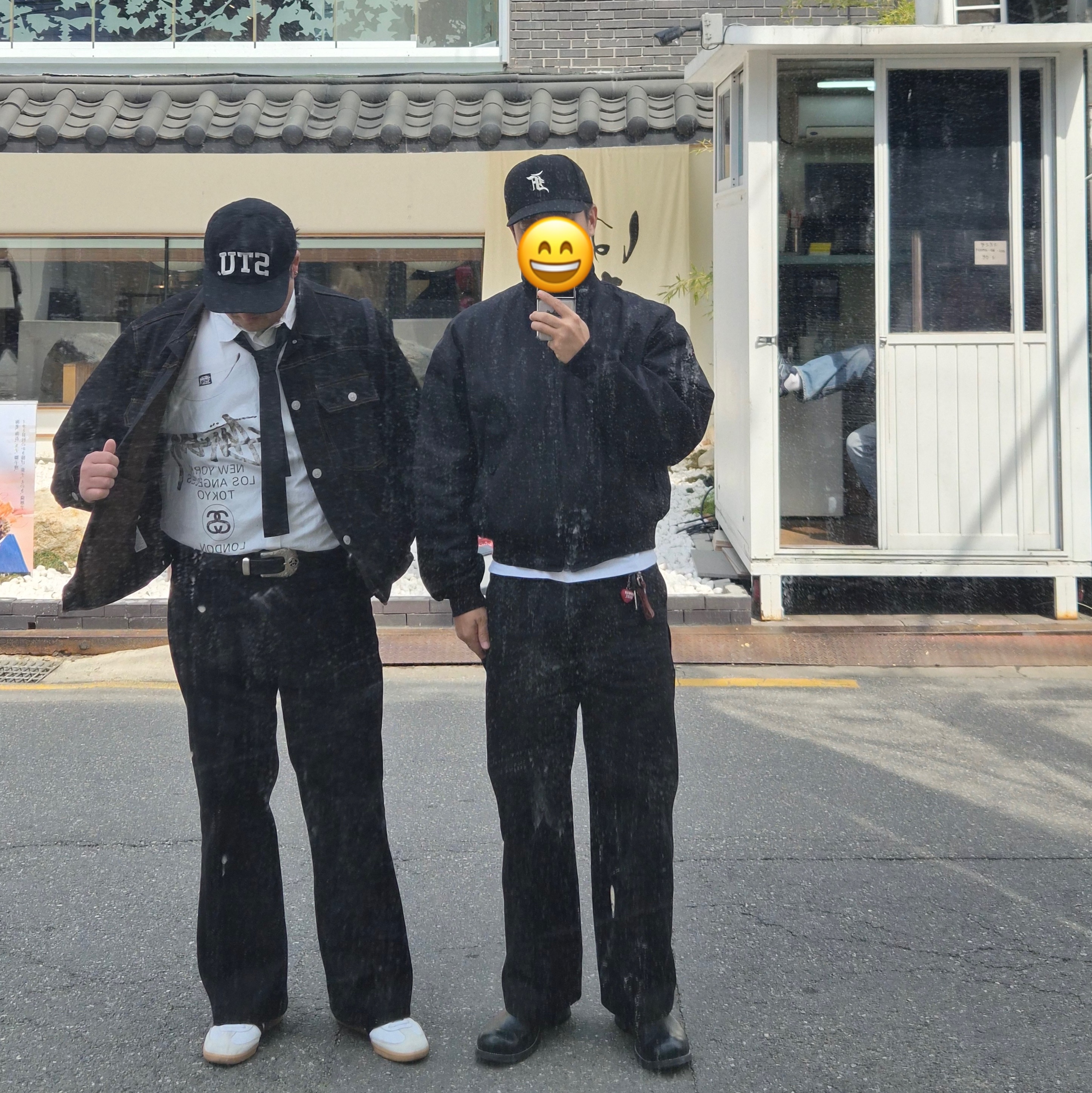 Gentle Monster x Maison Margiela MM114 Black Clear, Stussy SS Link Cowboy Belt Black 착용 스타일 - 2