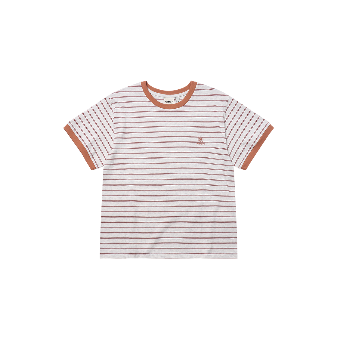 플랫웨이브 인 서울 로마 스트라이프 링거 티셔츠 브라운(Flatwave in Seoul Loma Stripe Ringer T-Shirts Brown) - 1