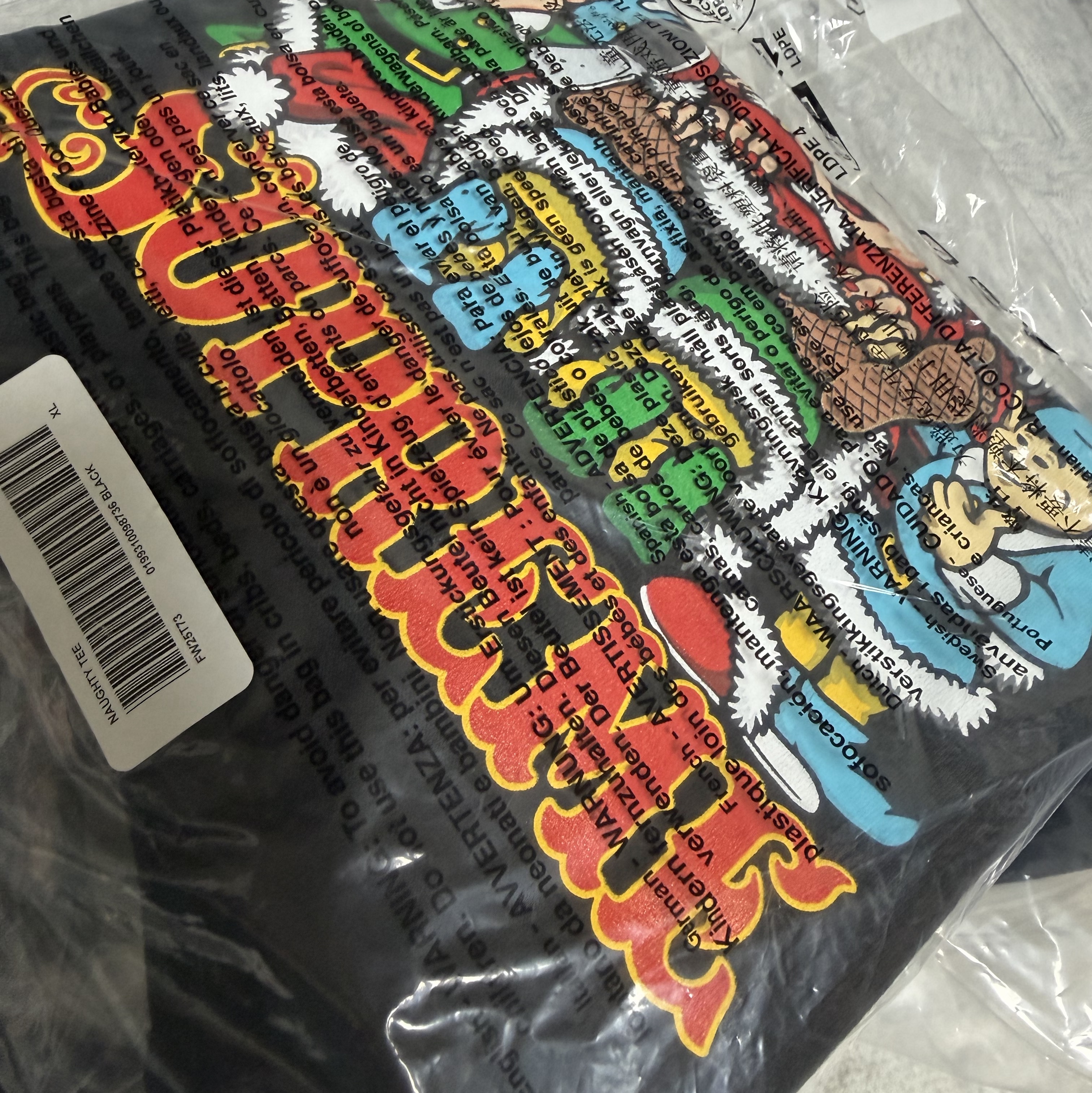 Supreme Naughty T-Shirt Black - 25FW 착용 스타일