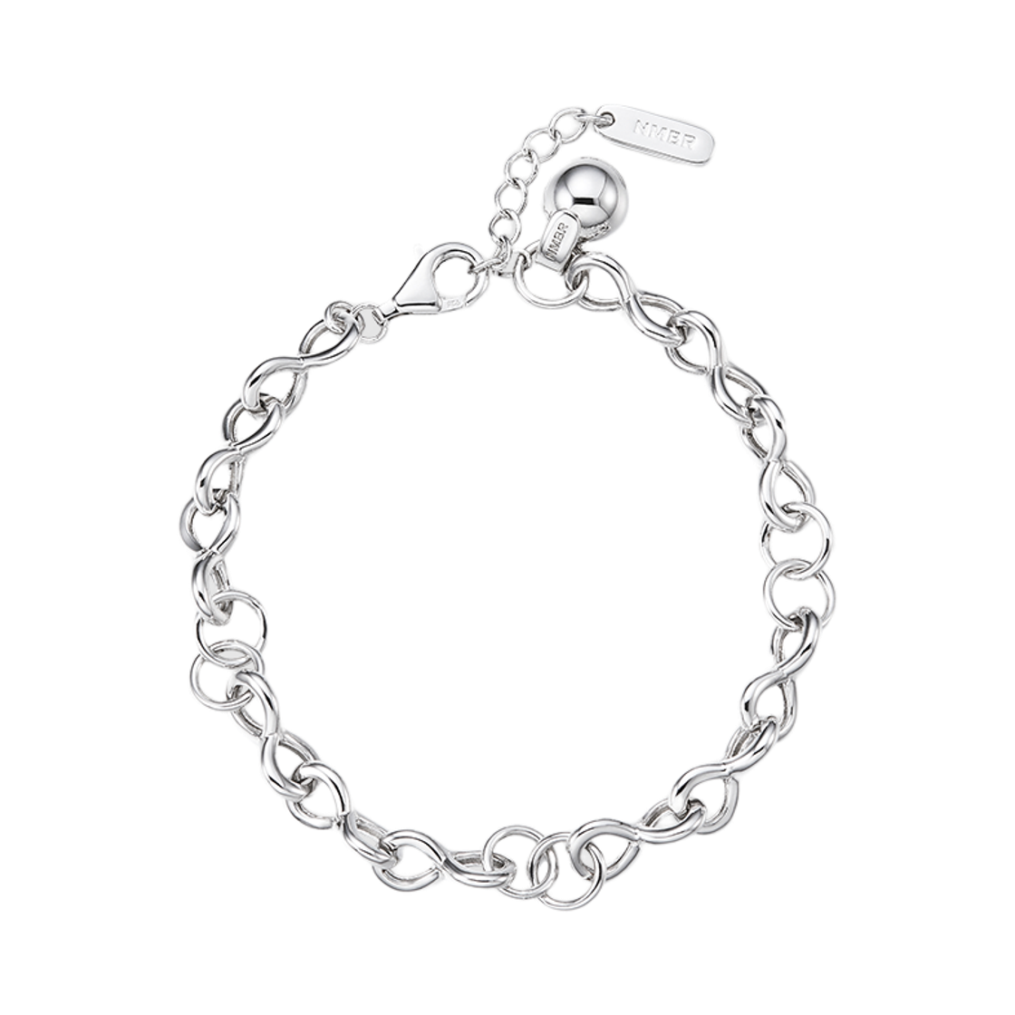 넘버링 #5990 링크드 체인 브레이슬릿 위드 볼 참 실버(NUMBERING #5990 Linked Chain Bracelet with Ball Charm Silver)