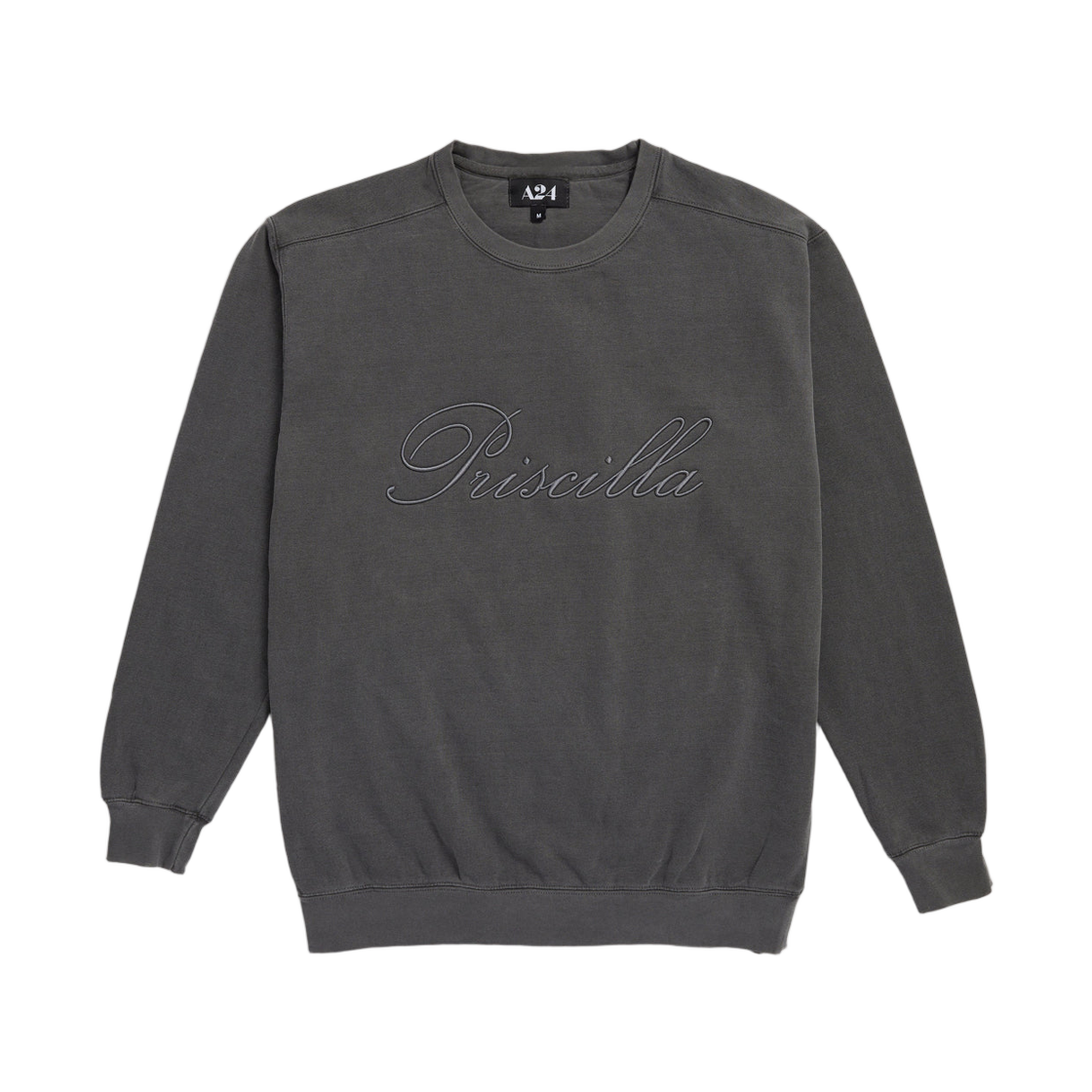 A24 프리실라 다크 그레이 자수 크루넥 다크 그레이(A24 Priscilla Dark Grey Embroidered Crewneck Dark Grey)