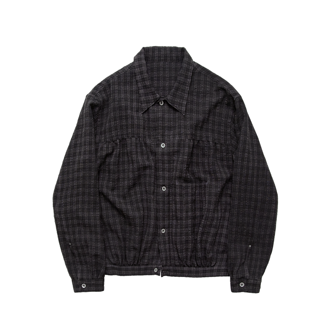 폴리테루 유즈드 트러커 자켓 차콜 체크(Polyteru Used Trucker Jacket Charcoal Check)