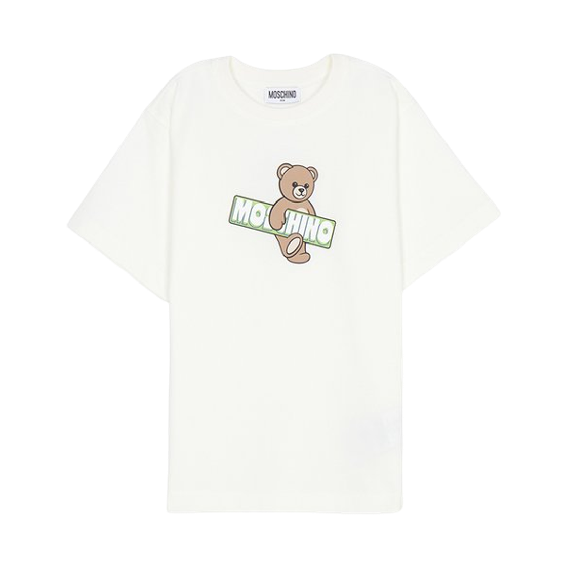 (키즈) 모스키노 로고 숏슬리브 티셔츠 화이트((Kids) Moschino Logo Short Sleeve T-Shirt White)