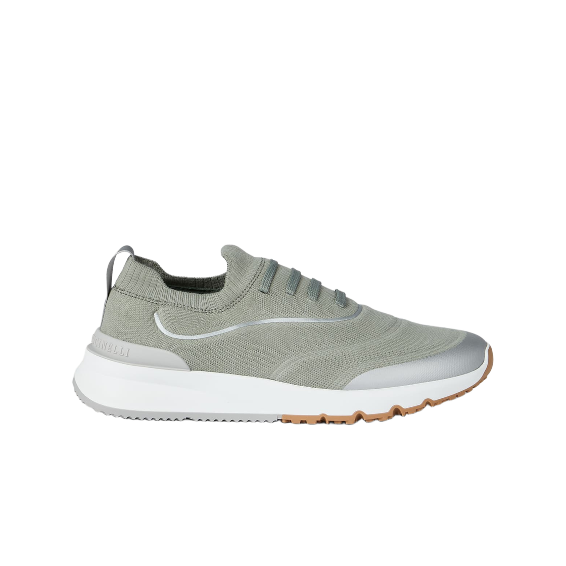 브루넬로 쿠치넬리 히트 본디드 디테일 테크노 코튼 니트 러너 올리브(Brunello Cucinelli Techno Cotton Knit Runners with Heat-Bonded Detail Olive) - 1