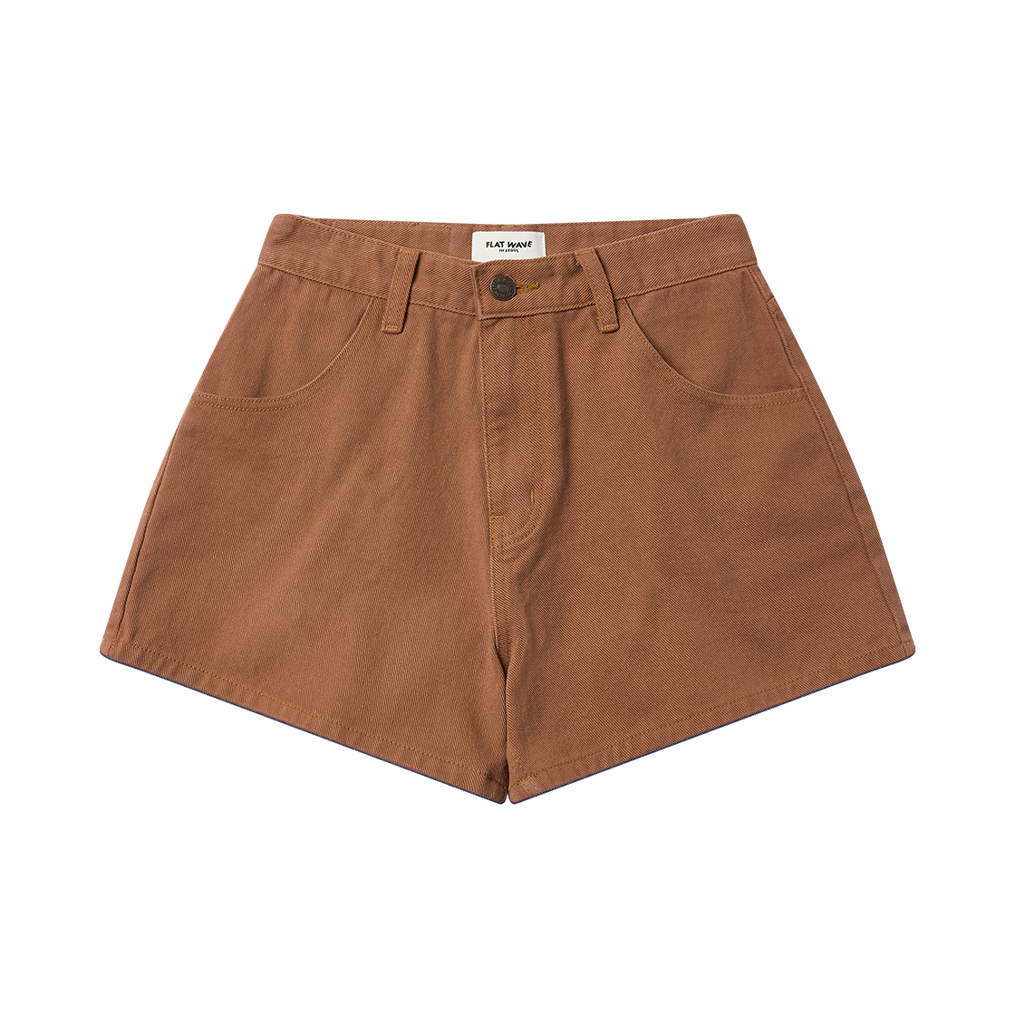 플랫웨이브 인 서울 세나 코튼 쇼츠 - 워시드 브라운(Flatwave in Seoul Sena Cotton Shorts Washed Brown)