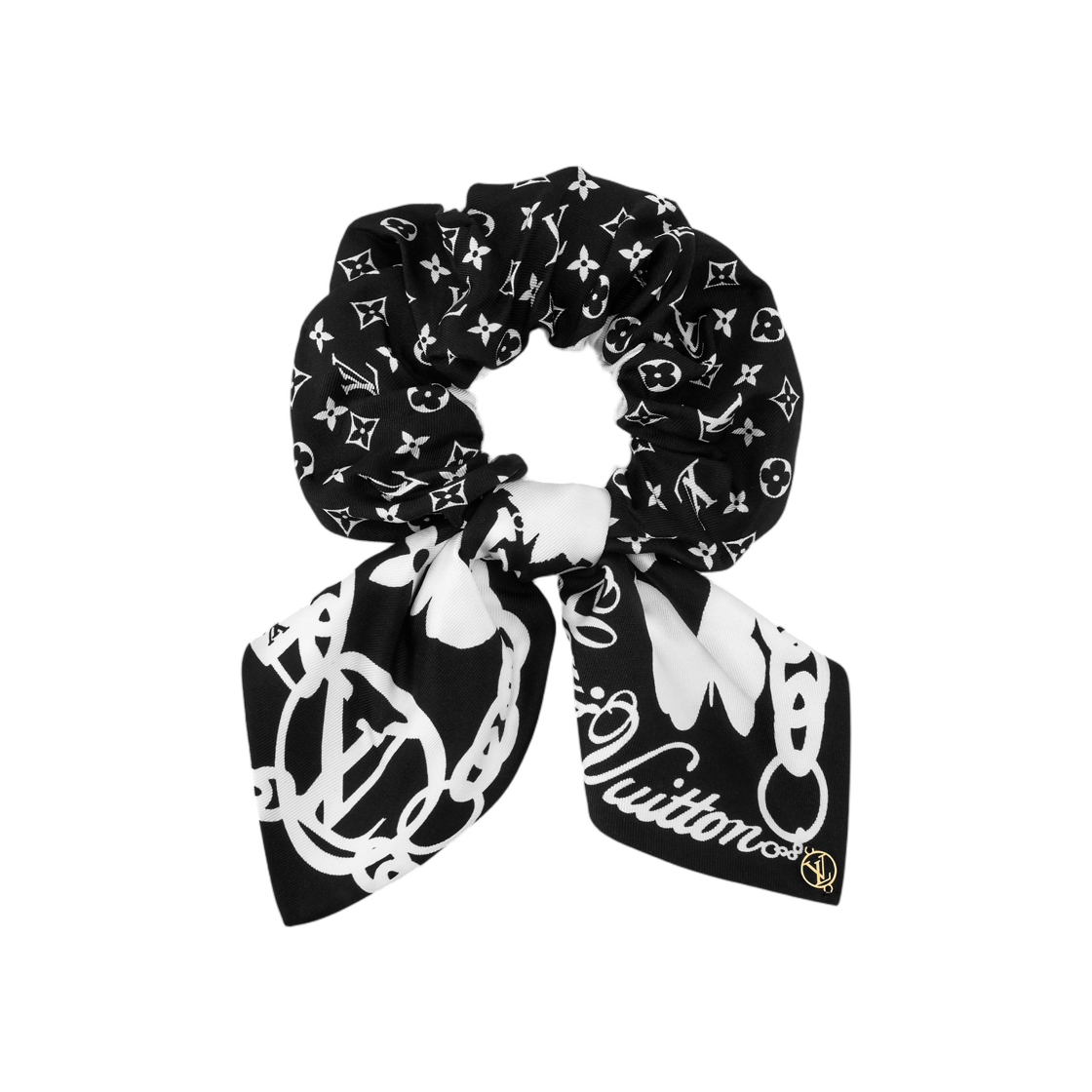 M98492 (W) Louis Vuitton LV Bloom Scrunchie Navy Blue