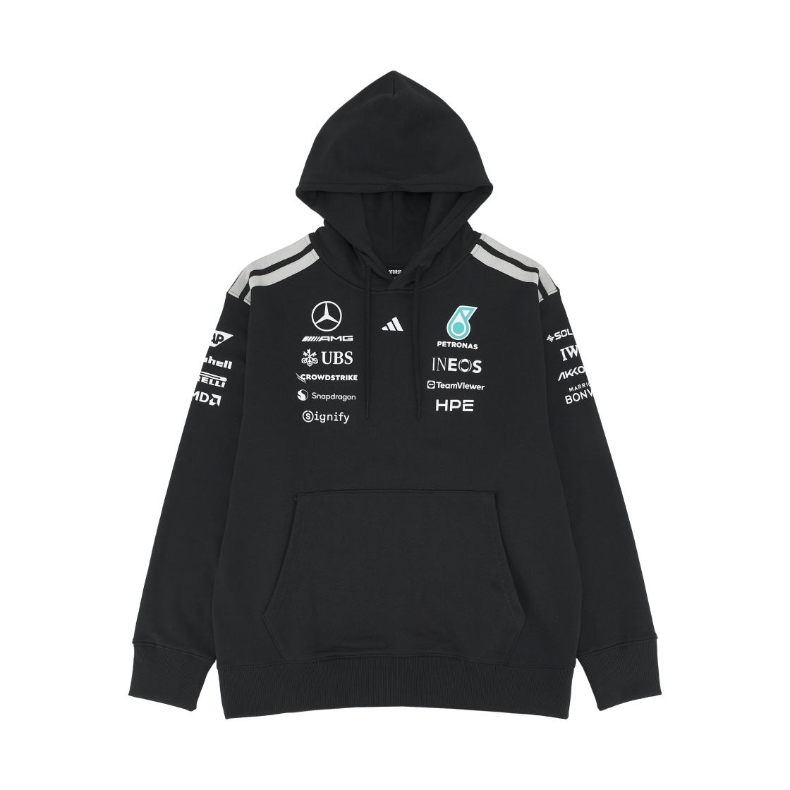 KF0166 Adidas x Mercedes AMG Petronas F1 Team Driver Hoodie Sweatshirt Black - US Sizing (Non Marking Ver.)