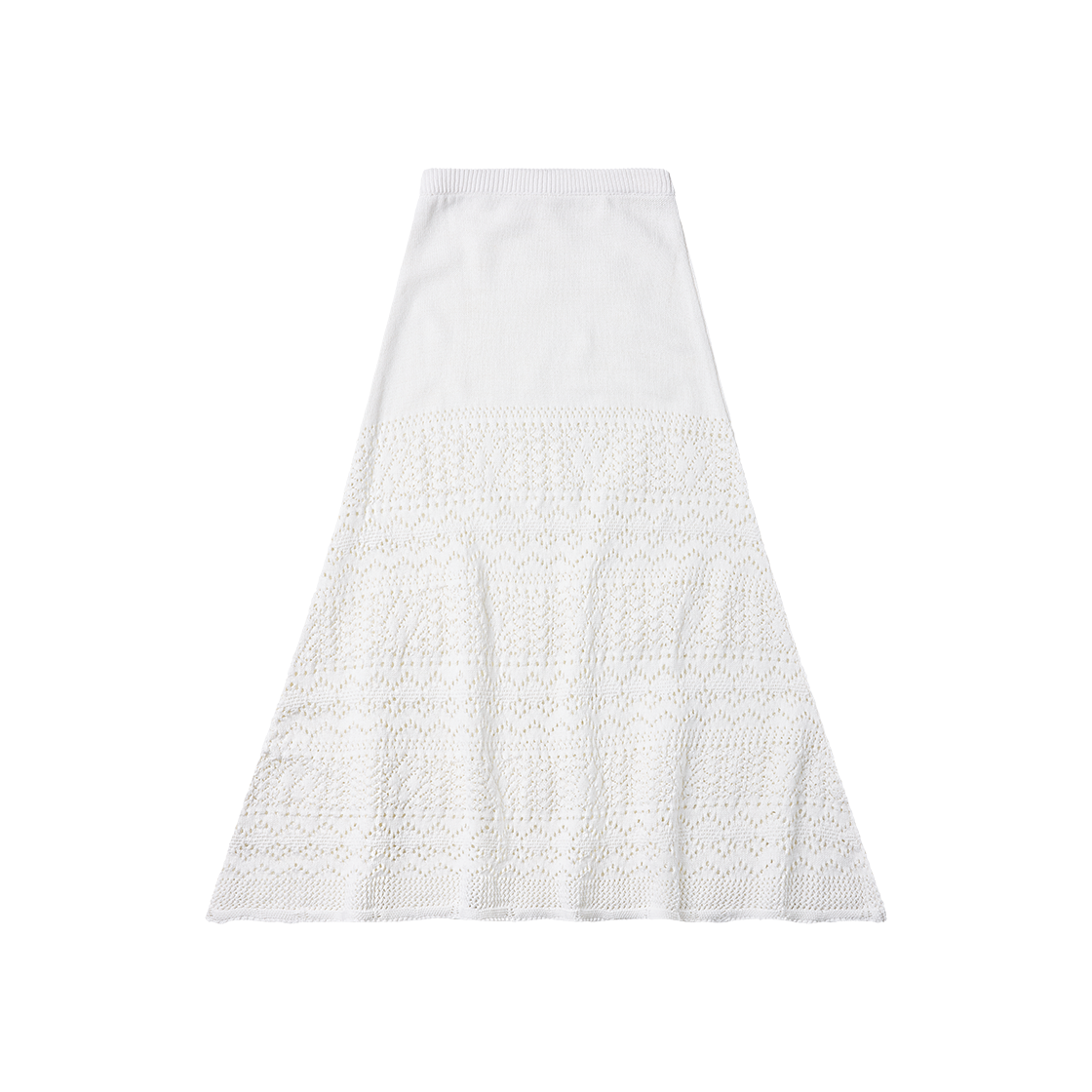 플랫웨이브 인 서울 엘라 니트 크로셰 롱 스커트 아이보리(Flatwave in Seoul Ella Knit Crochet Long Skirt White)