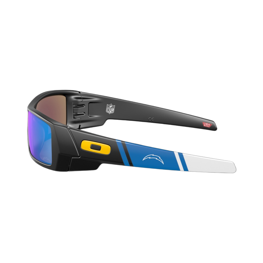 오클리 로스앤젤레스 차저스 가스캔 매트 블랙 프레임 프리즘 사파이어 렌즈 하이 브릿지 핏(Oakley Los Angeles Chargers Gascan Matte Black Frame Prizm Sapphire Lenses High Bridge Fit) - 2