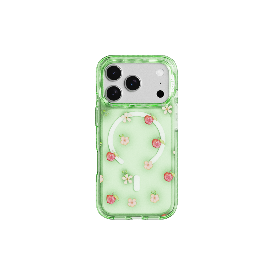 그래그 프레임 패턴 케이스 클리어 그린 - 블룸 애플(GRAGG MAGSAFE LAYERS FRAME CASE CLEAR GREEN - BLOOM APPLE)
