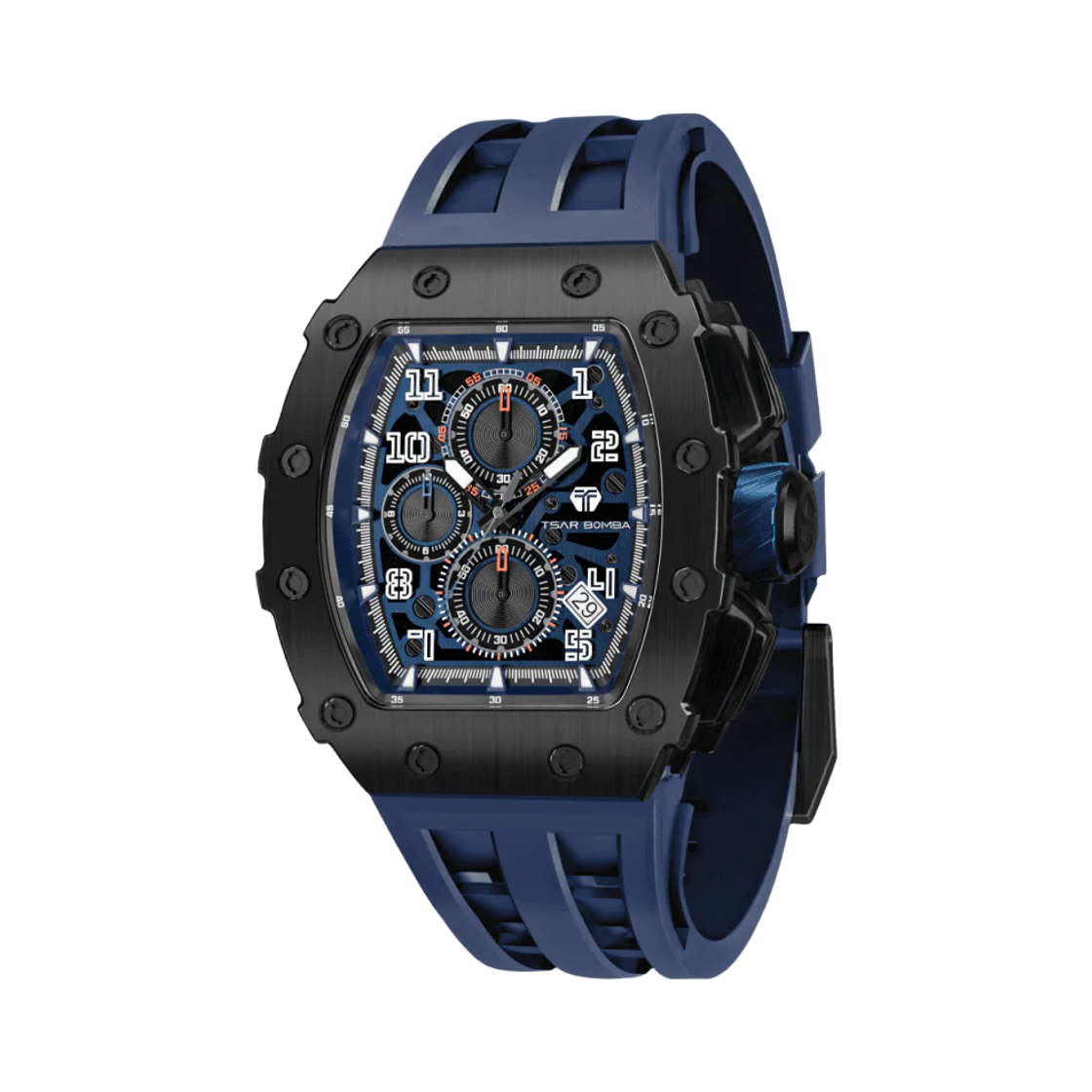 차르봄바 엘리멘탈 크로노그래프 캘린더 쿼츠 워치 TB8204Q-40 블랙 블루(Tsar Bomba Elemental Chronograph Calendar Quartz TB8204Q-40 Black/Blue) - 1
