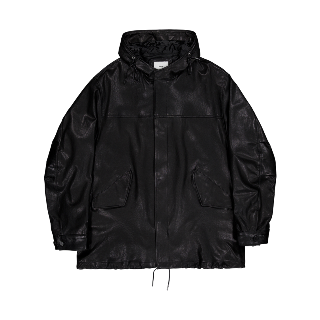 퍼렌 레더 후드 파카 블랙(PERENN Leather Hood Parka Black)