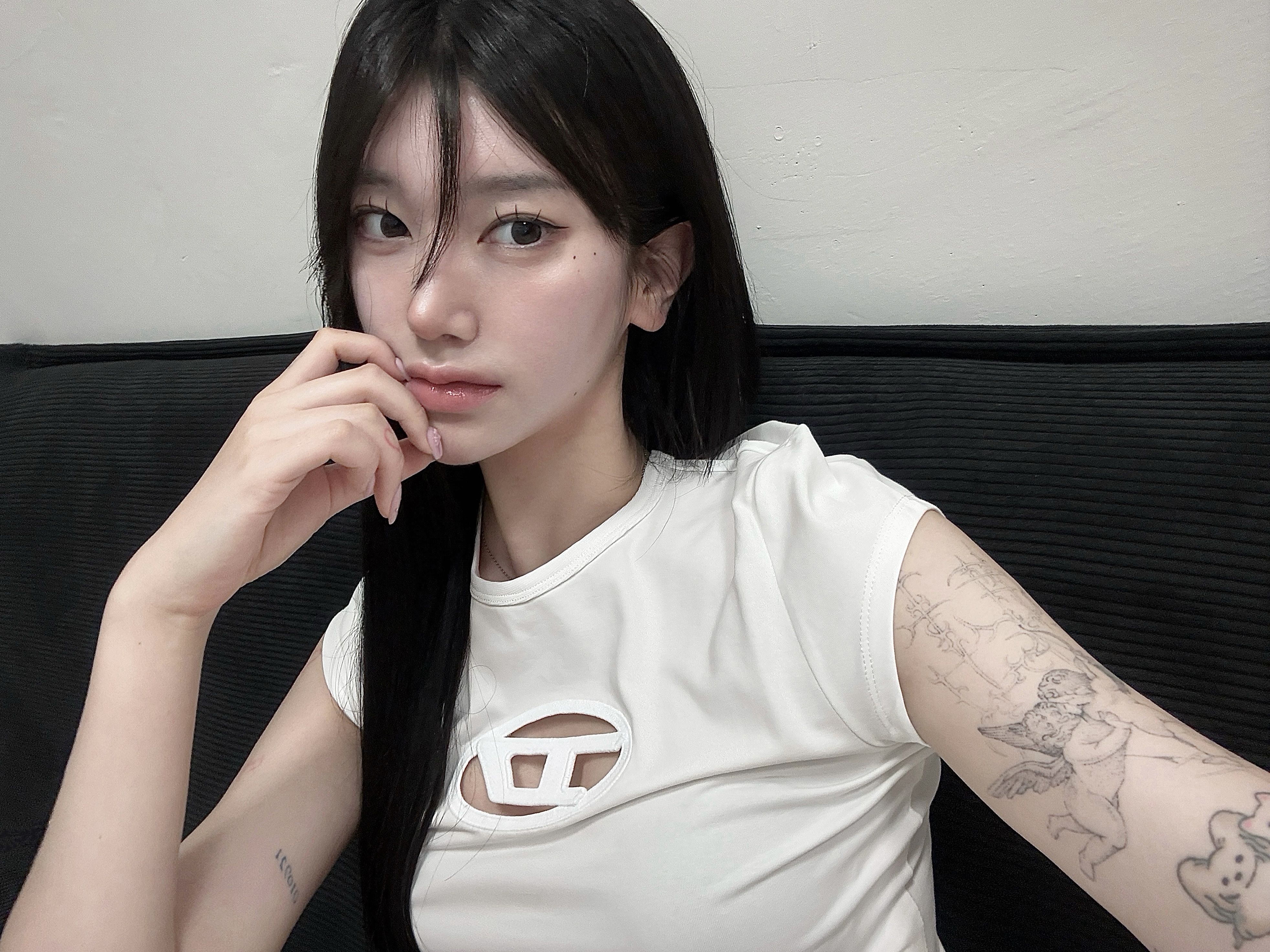 (W) Diesel D-Angiel Short Dress White 착용 스타일