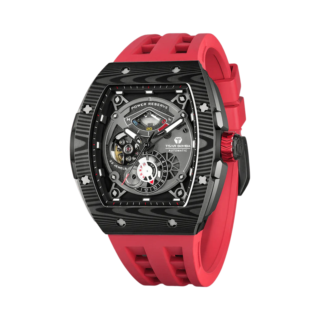 차르봄바 엘리멘탈 카본파이버 파워리저브 오토매틱 TB8210CF II-03 레드(Tsar Bomba Elemental Carbon Fiber Automatic TB8210CF II-03 Red)
