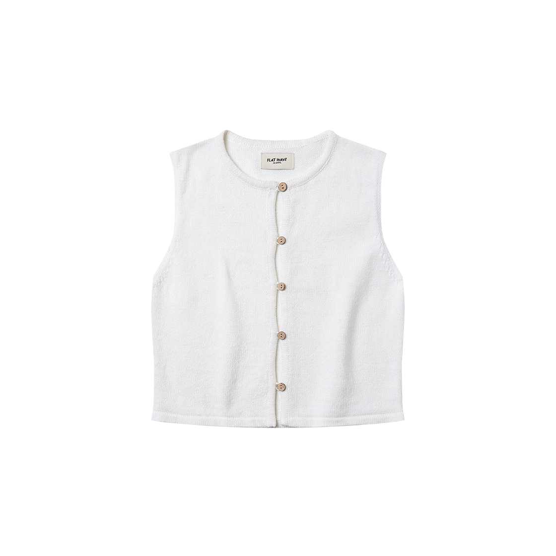 플랫웨이브 인 서울 엘린 니트 버튼 슬리브리스 아이보리(Flatwave in Seoul Elin Knit Button Sleeveless White)