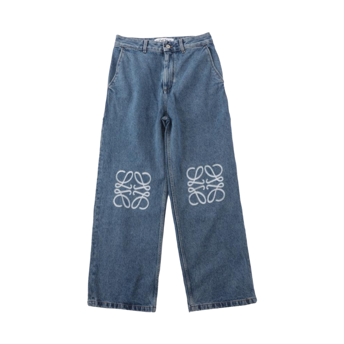 (W) 로에베 애너그램 배기 데님 진 블루((W) Loewe Anagram Baggy Jeans in Denim Blue)