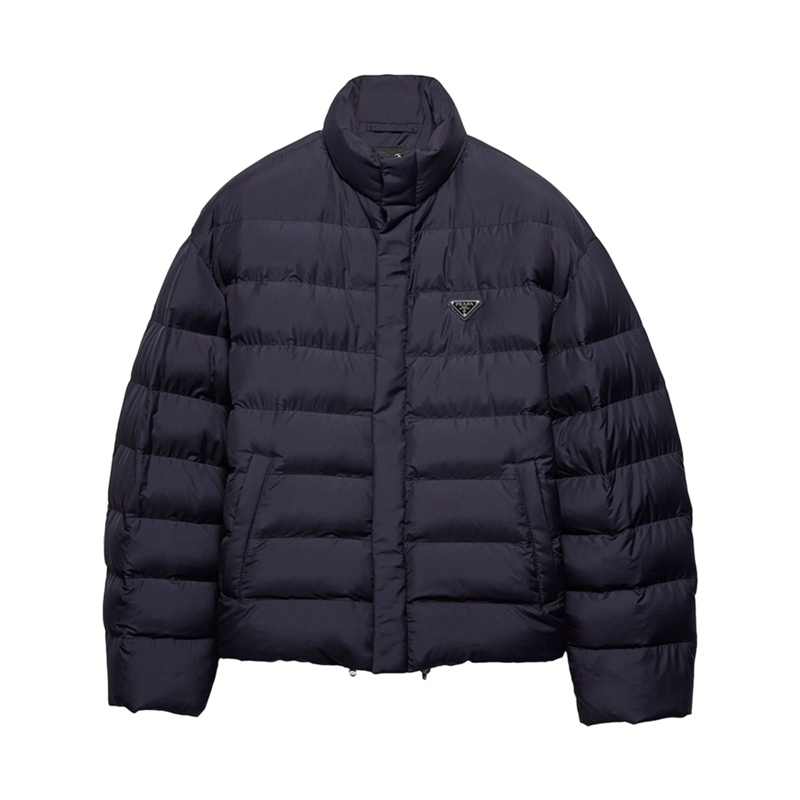 프라다 크롭 테크니컬 패브릭 다운 자켓 블루(Prada Cropped Technical Fabric Down Jacket Blue)