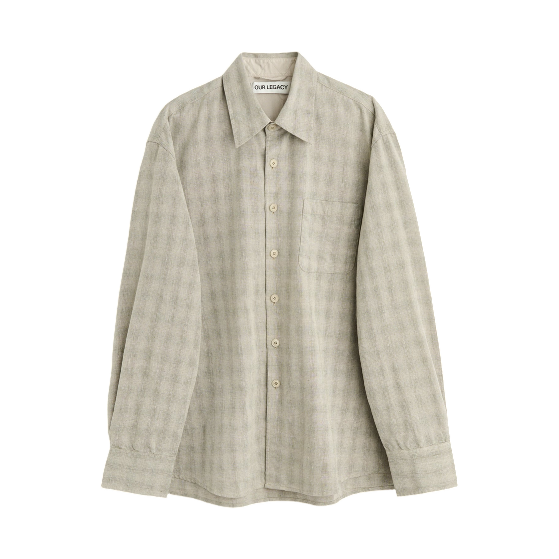M2262AST Our Legacy Above Shirt Sage Trail Check Dryline Weave