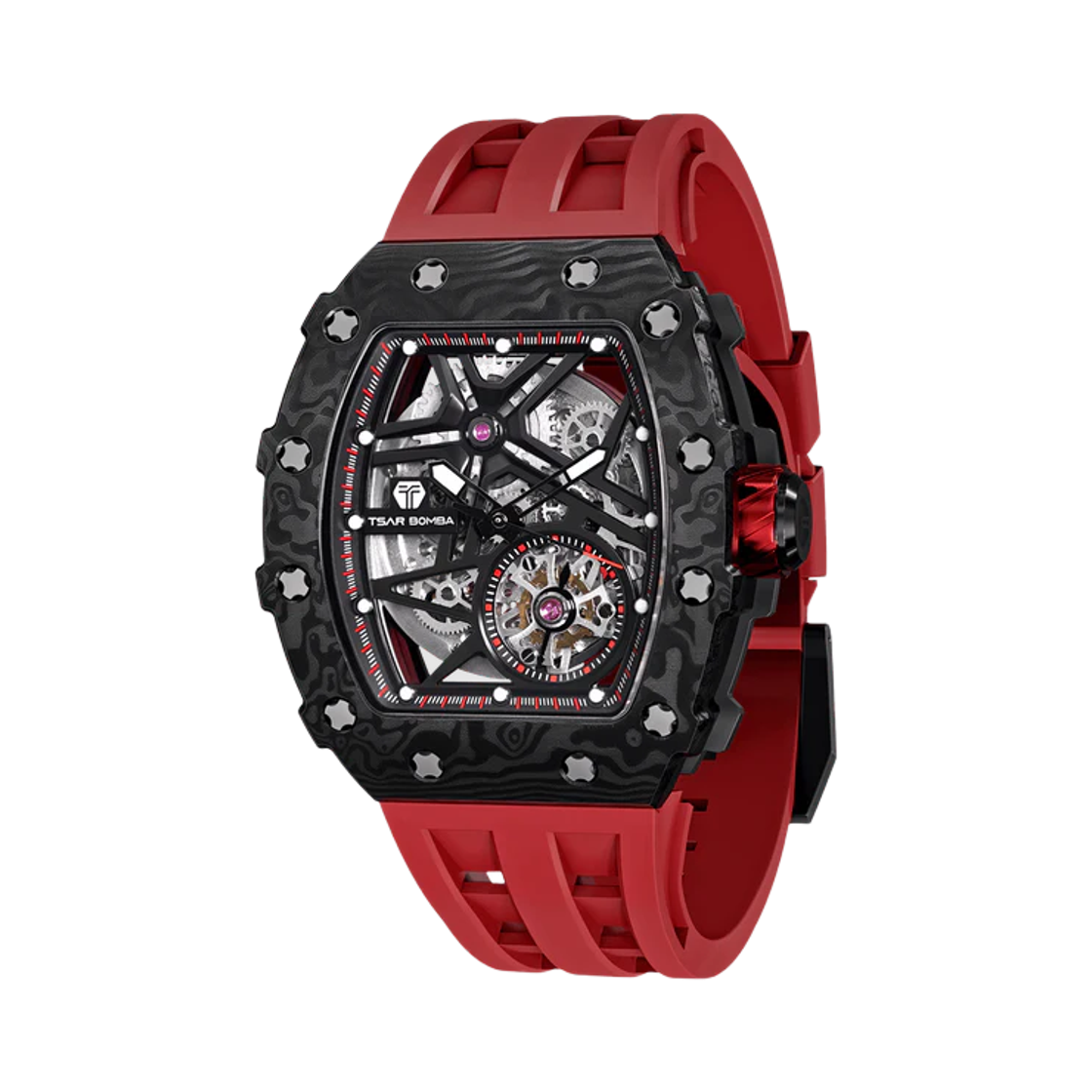 차르봄바 엘리멘탈 카본파이버 오토매틱 TB8209CF-32 블랙 레드(Tsar Bomba Elemental Carbon Fiber Automatic TB8209CF-32 Black Red)