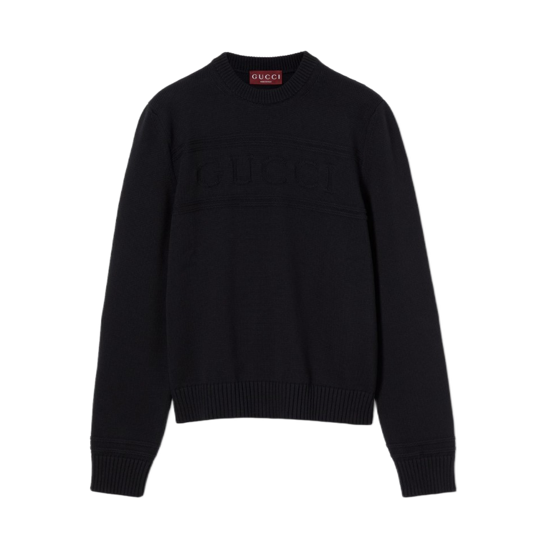 구찌 인타르시아 니트 코튼 울 스웨터 블랙(Gucci Knit Cotton Wool Sweater with Intarsia Black) - 1