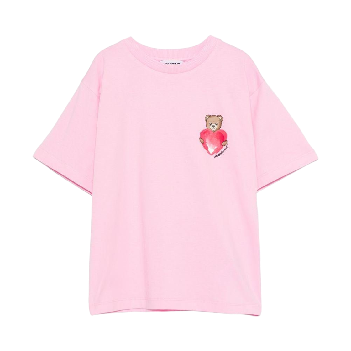 (키즈) 모스키노 하트 프린트 티셔츠 핑크((Kids) Moschino Heart Print T-Shirt Pink)
