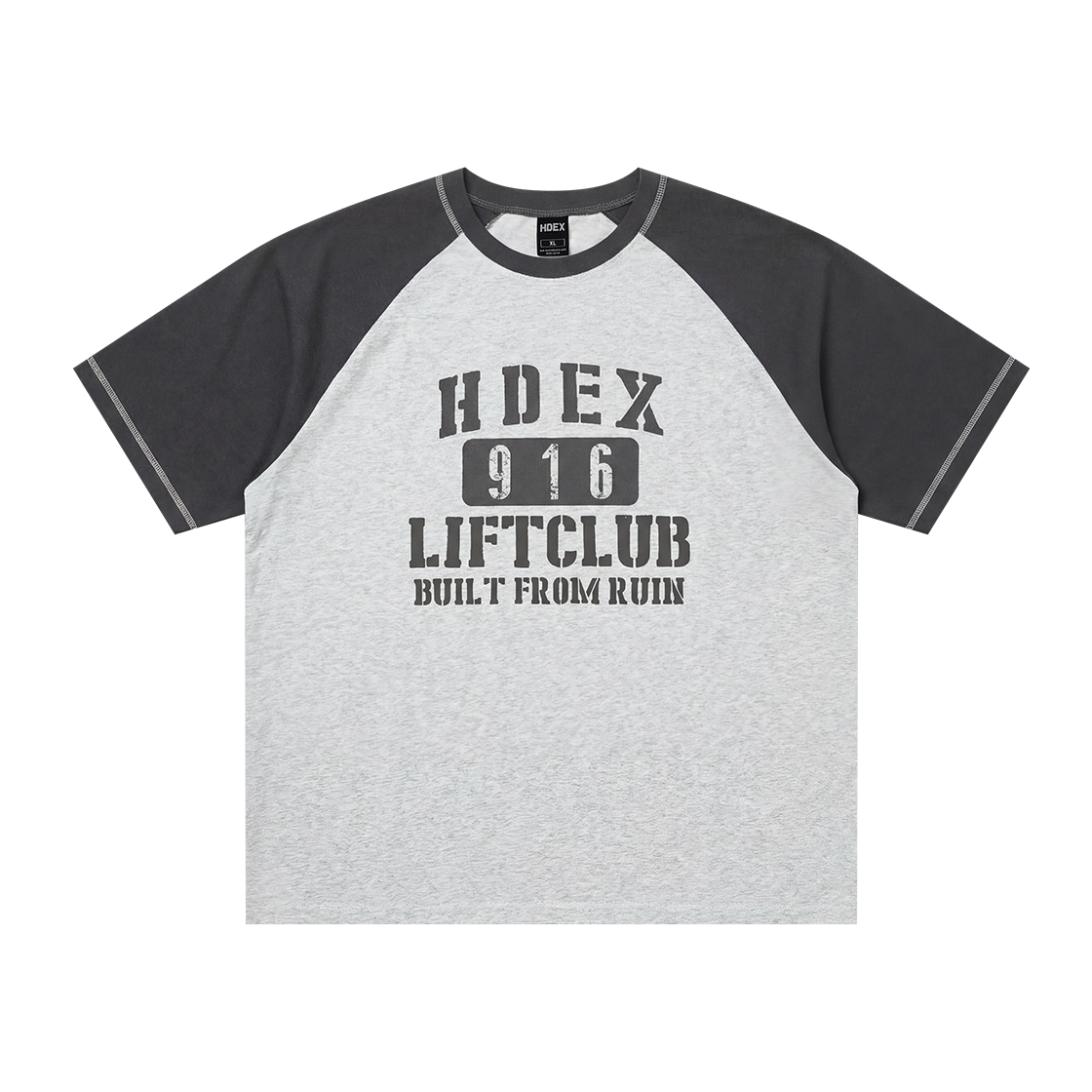 에이치덱스 리프트 스티치 래글런 숏 슬리브 멜란지 화이트(HDEX Lift Stitch Raglan Short Sleeve Melange White)