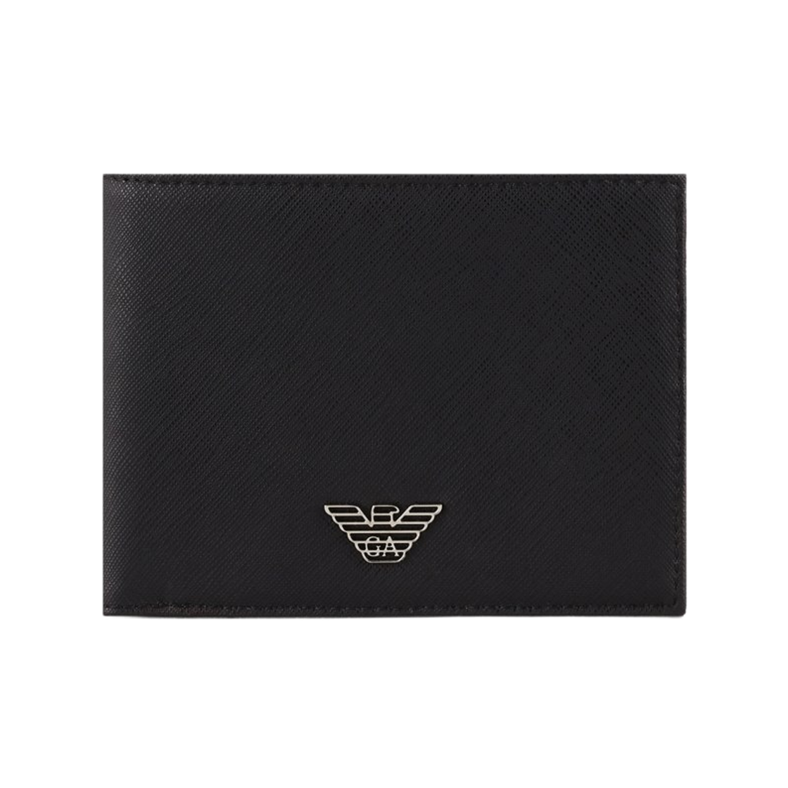 Y4R165Y138E81072 Emporio Armani ASV Regenerated Saffiano Leather Coin Pocket Wallet with Eagle Plate Black