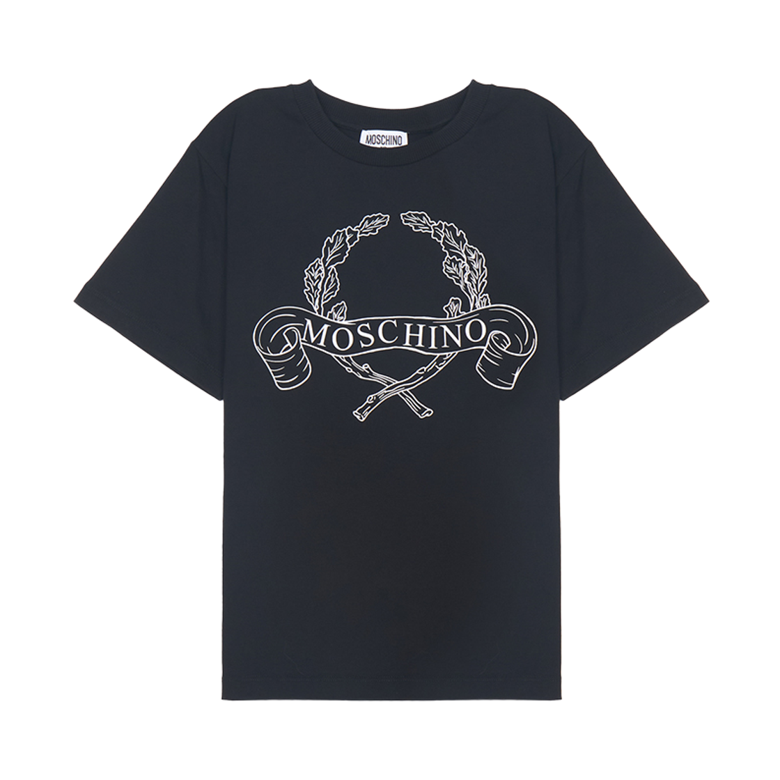 (키즈) 모스키노 로고 프린트 티셔츠 블랙((Kids) Moschino Logo Print T-Shirt Black)