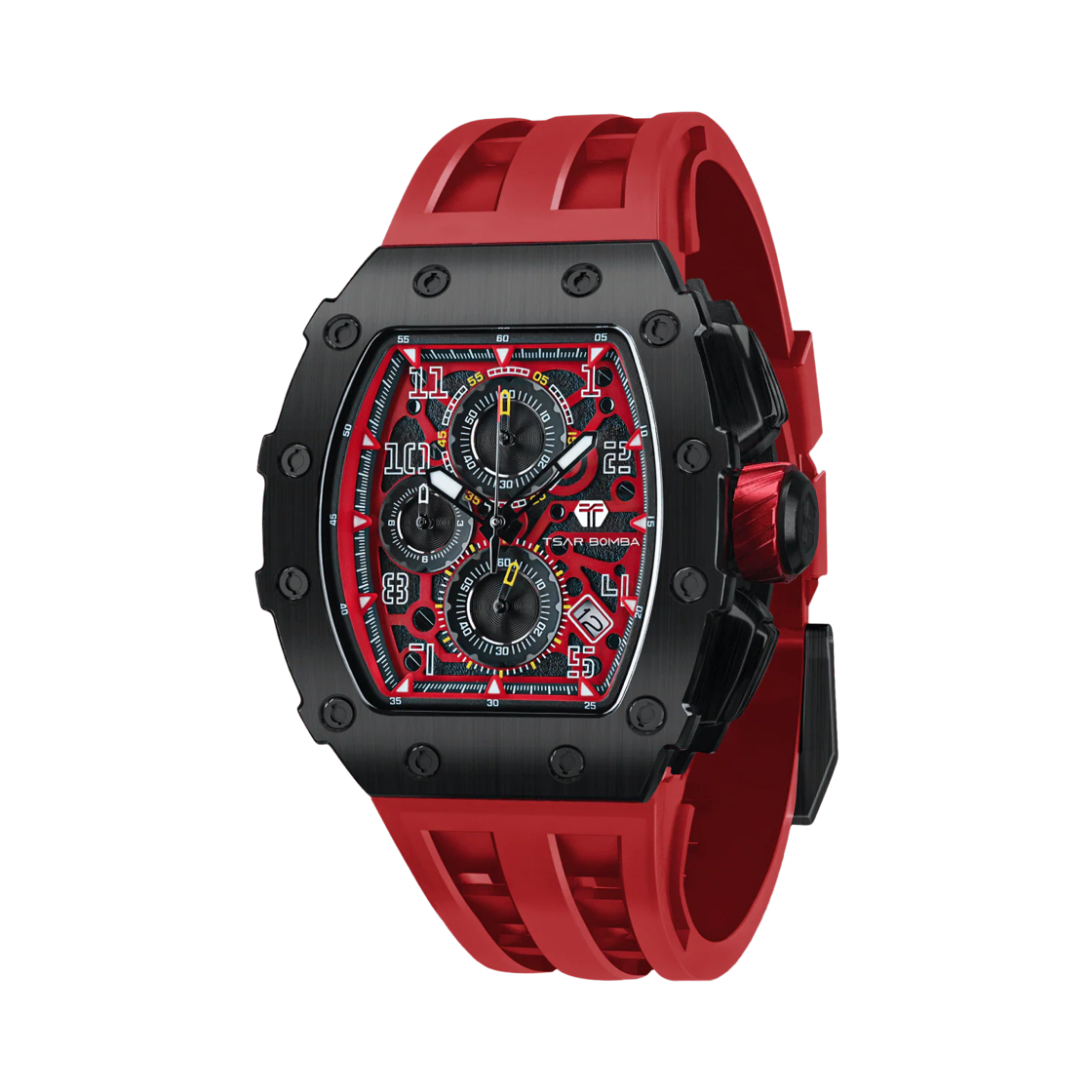차르봄바 엘리멘탈 크로노그래프 캘린더 쿼츠 워치 TB8204Q-37 블랙 레드(Tsar Bomba Elemental Chronograph Calendar Quartz TB8204Q-37 Black/Red) - 1