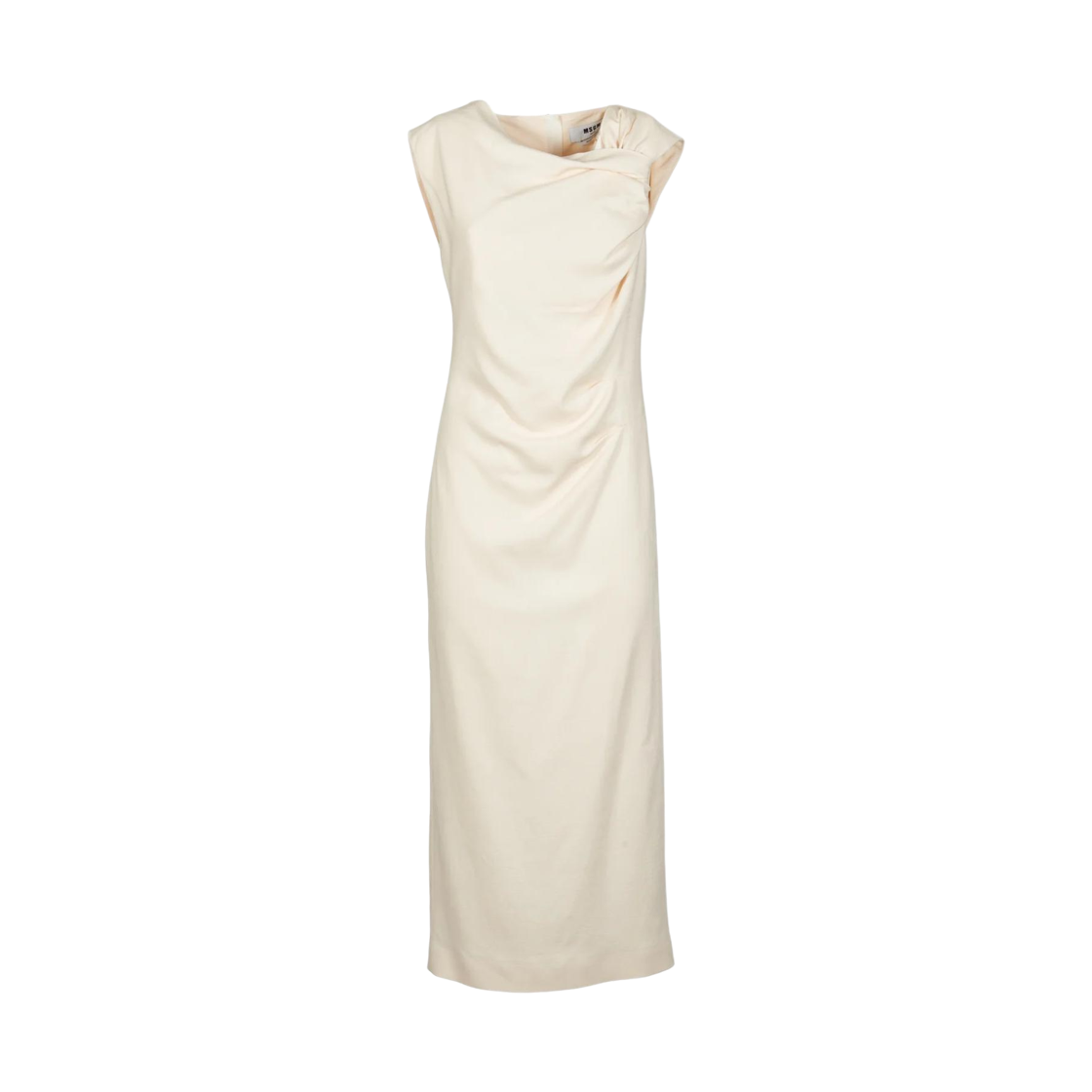 (W) 엠에스지엠 드레이프 미디 드레스 오프 화이트((W) MSGM Draped Midi Dress Off White)