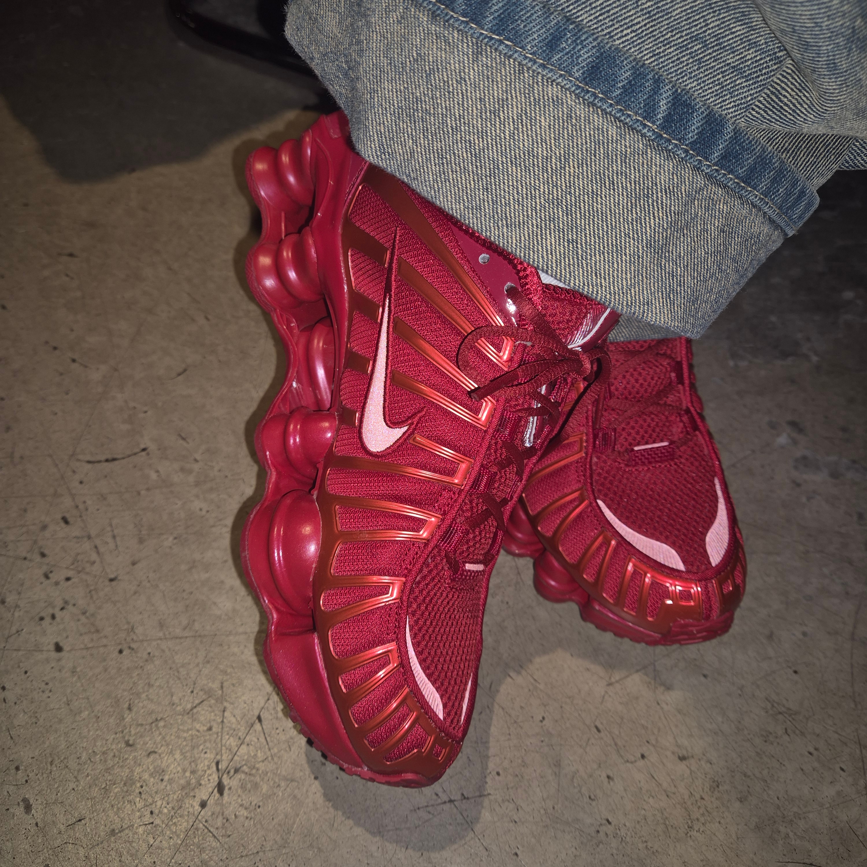 (W) Nike Shox TL Gym Red White 착용 스타일 - 2