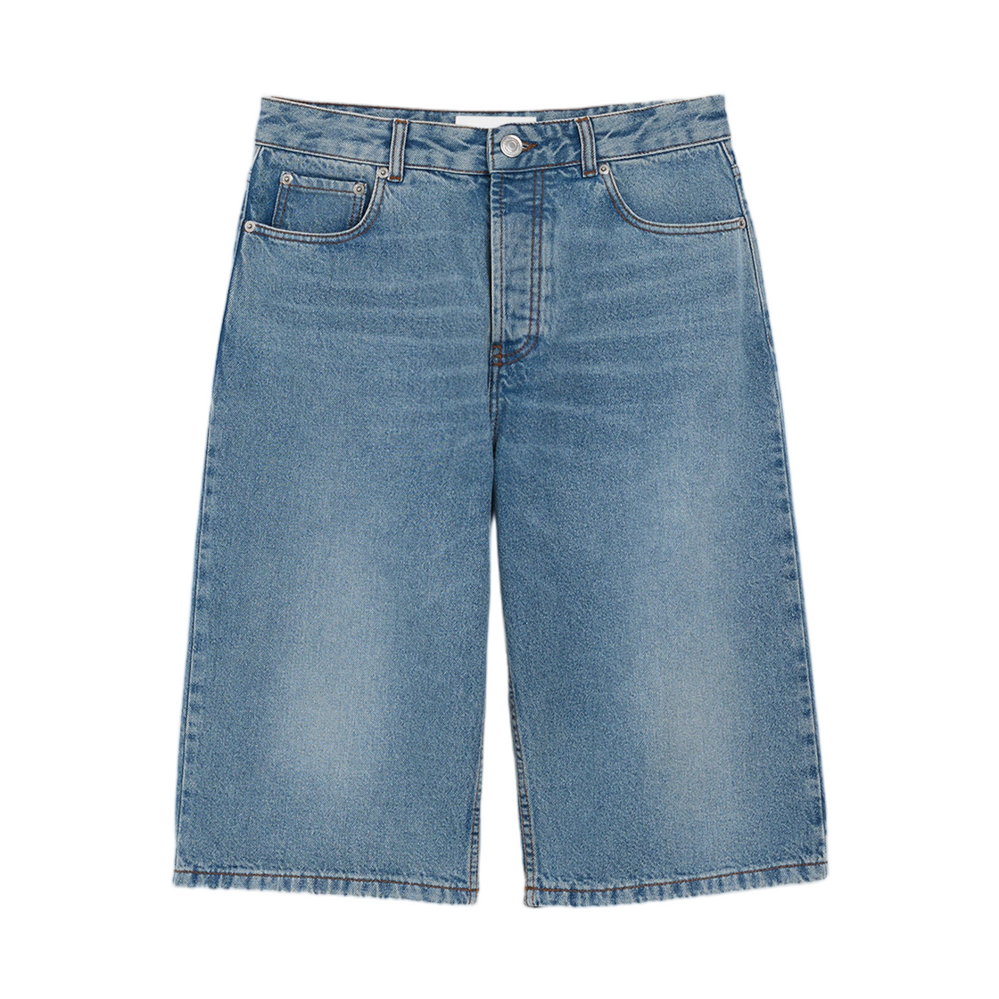 아미 블루 코튼 라지 핏 버뮤다 쇼츠 유즈드 블루(AMI Blue Cotton Large Fit Bermuda Shorts Used Blue)