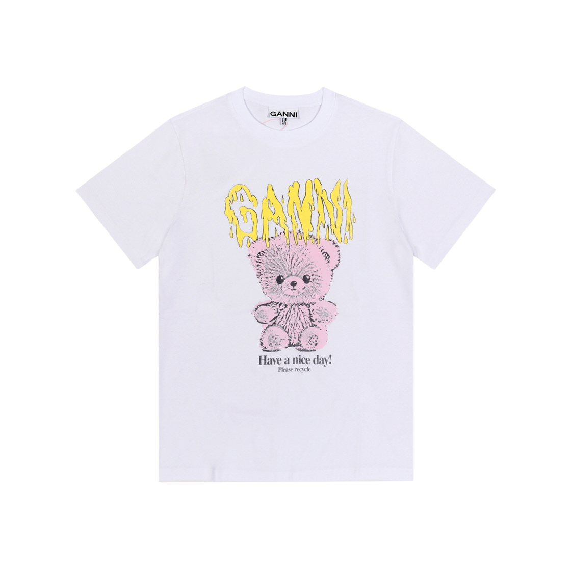 [20% 쿠폰] (W) 가니 베이직 코튼 저지 테디 릴렉스드 티셔츠 브라이트 화이트([20% 쿠폰] (W) Ganni Basic Cotton Jersey Teddy Relaxed T-Shirt Bright White)